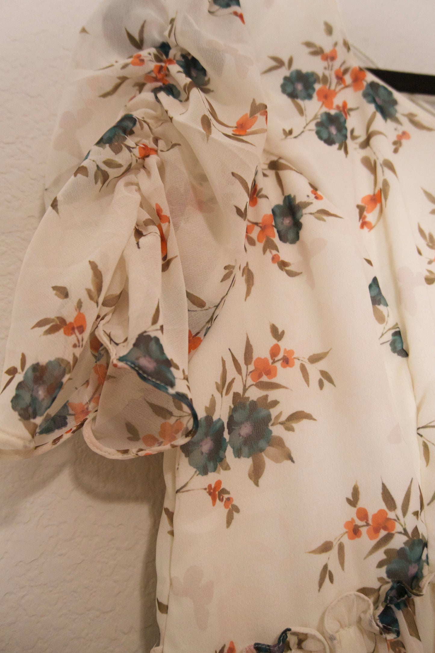 Half white georgette floral midi dress