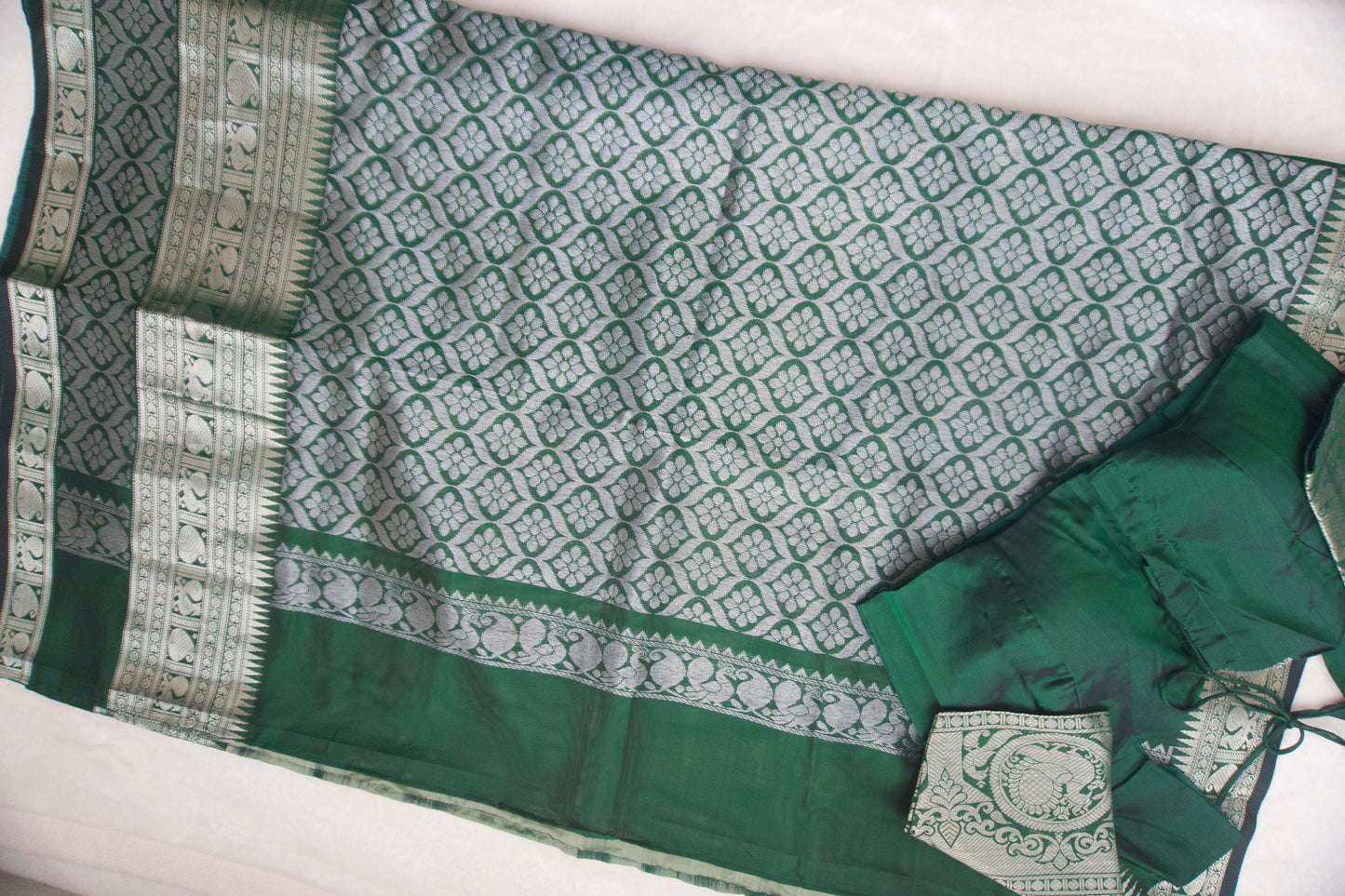 Light green pure mangalgiri handloom pattu saree with green blouse