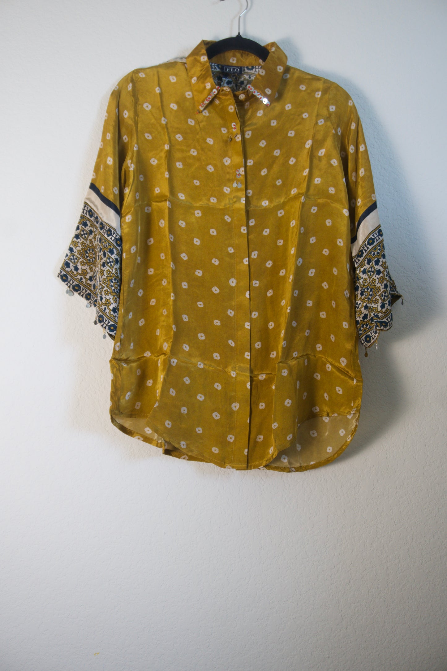 Yellow Modal Silk Bandhini Shirt