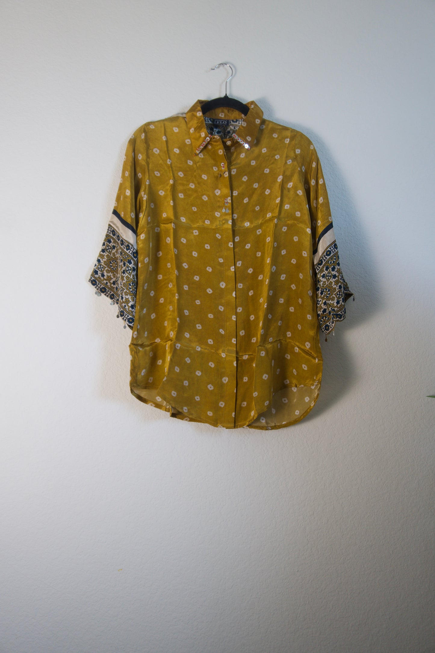 Yellow Modal Silk Bandhini Shirt
