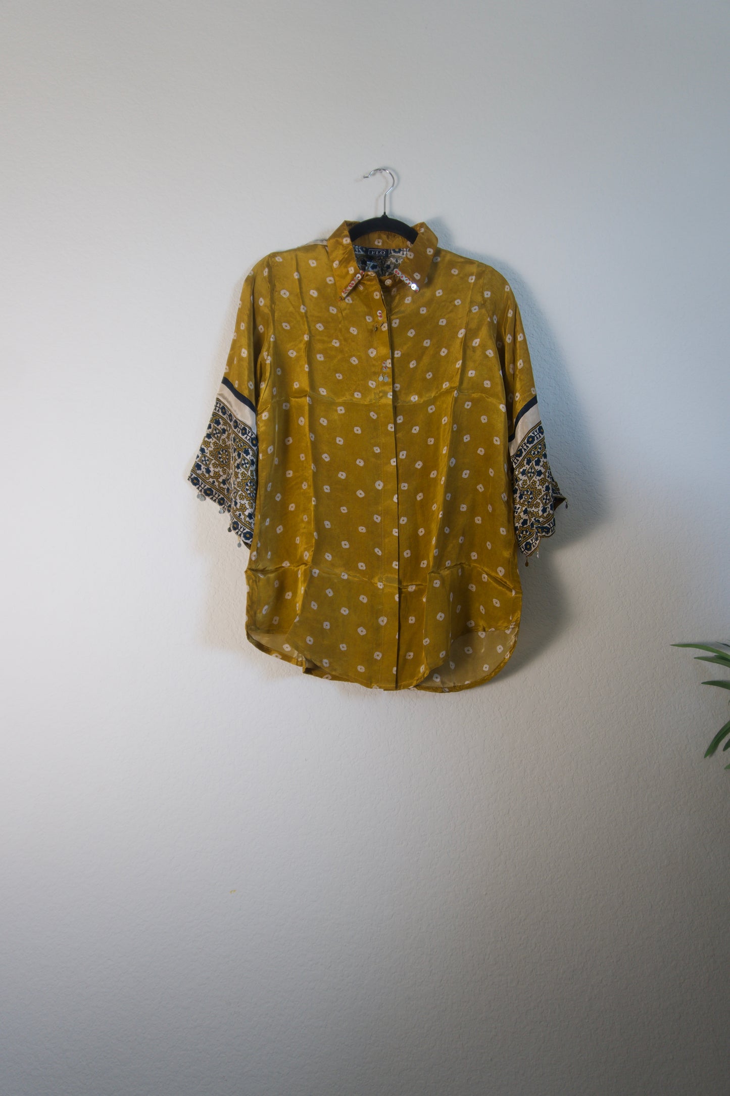 Yellow Modal Silk Bandhini Shirt
