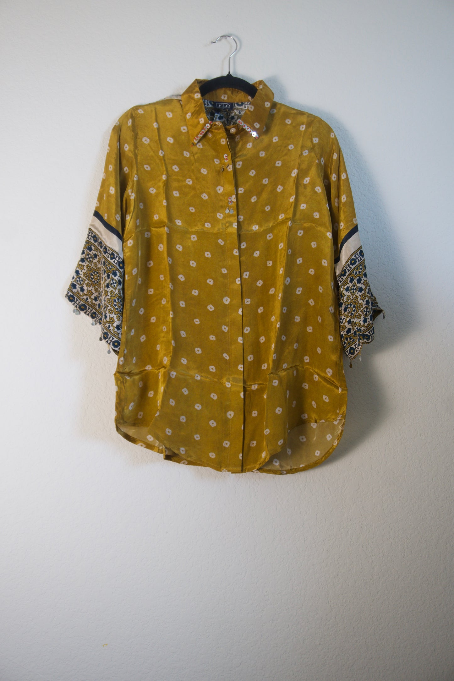Yellow Modal Silk Bandhini Shirt