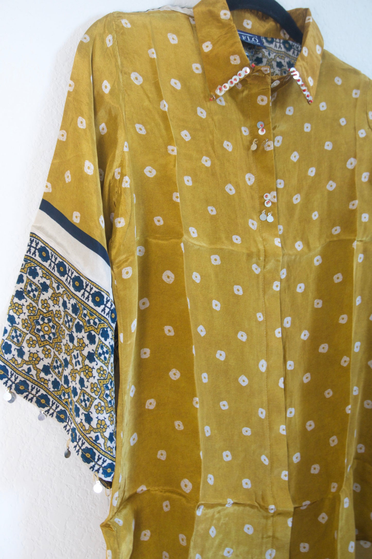 Yellow Modal Silk Bandhini Shirt