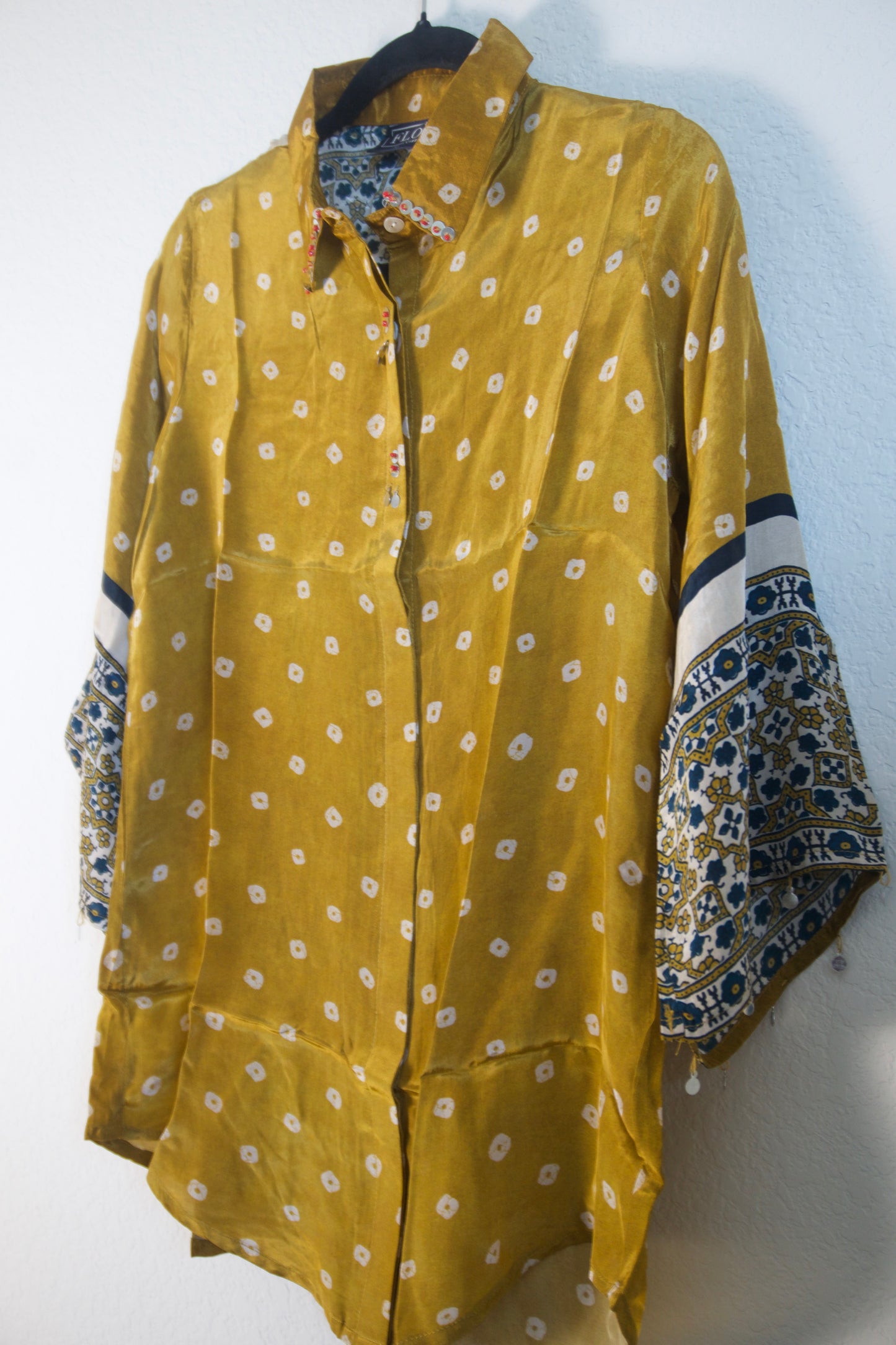 Yellow Modal Silk Bandhini Shirt