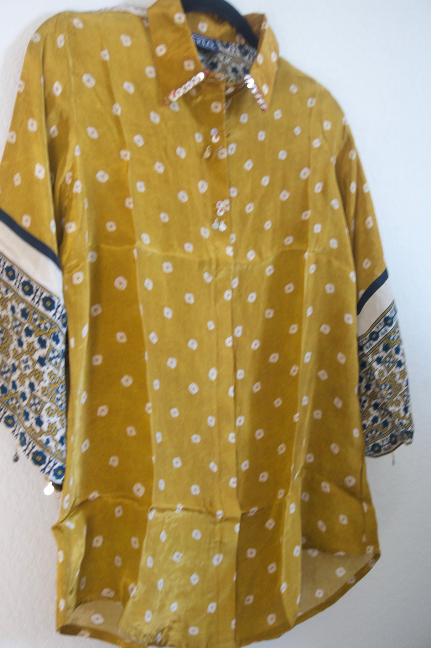 Yellow Modal Silk Bandhini Shirt