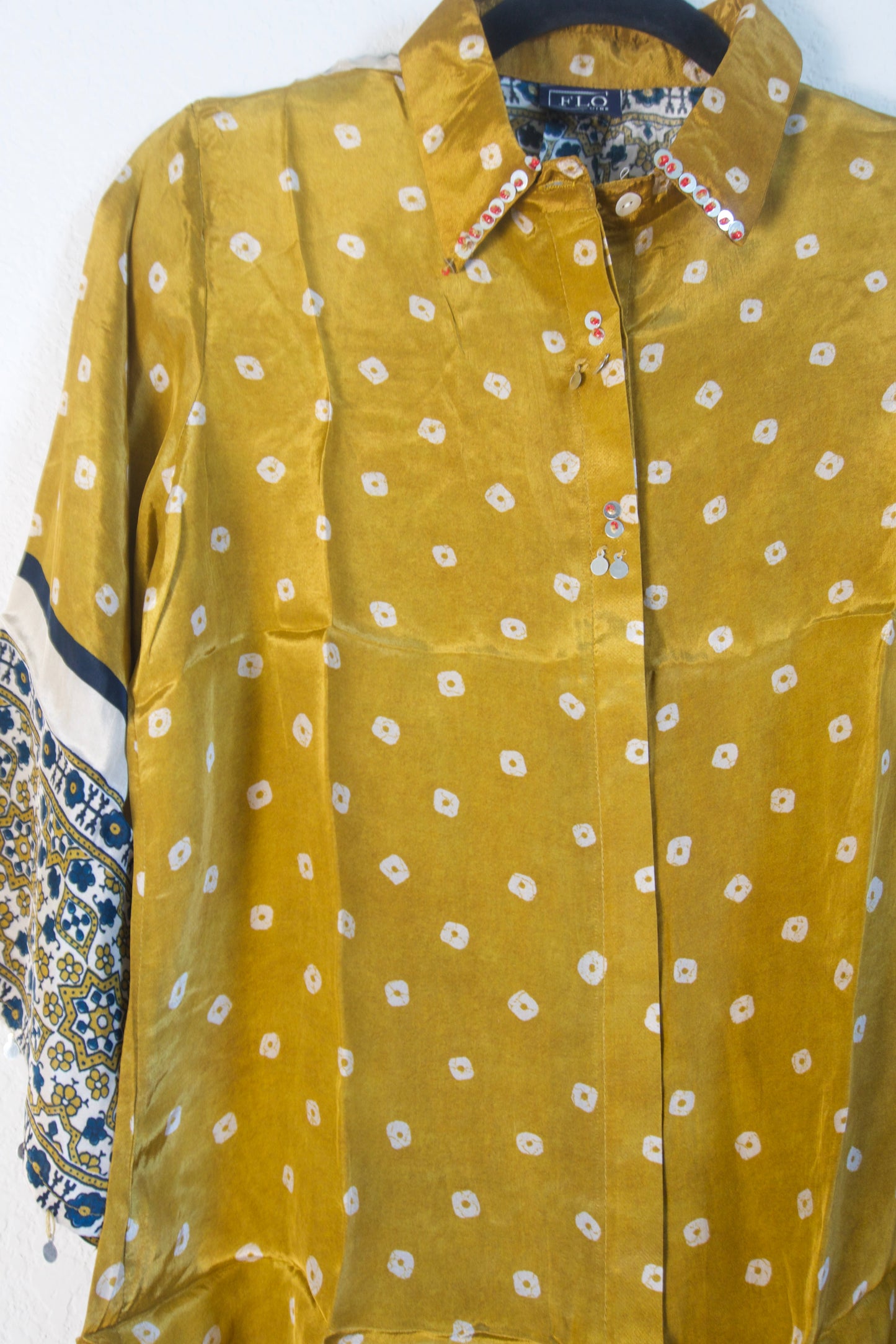 Yellow Modal Silk Bandhini Shirt