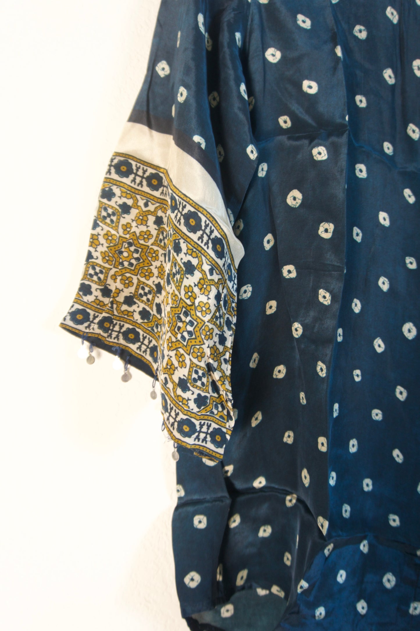 Peacock Blue Modal Silk Bandhini Shirt