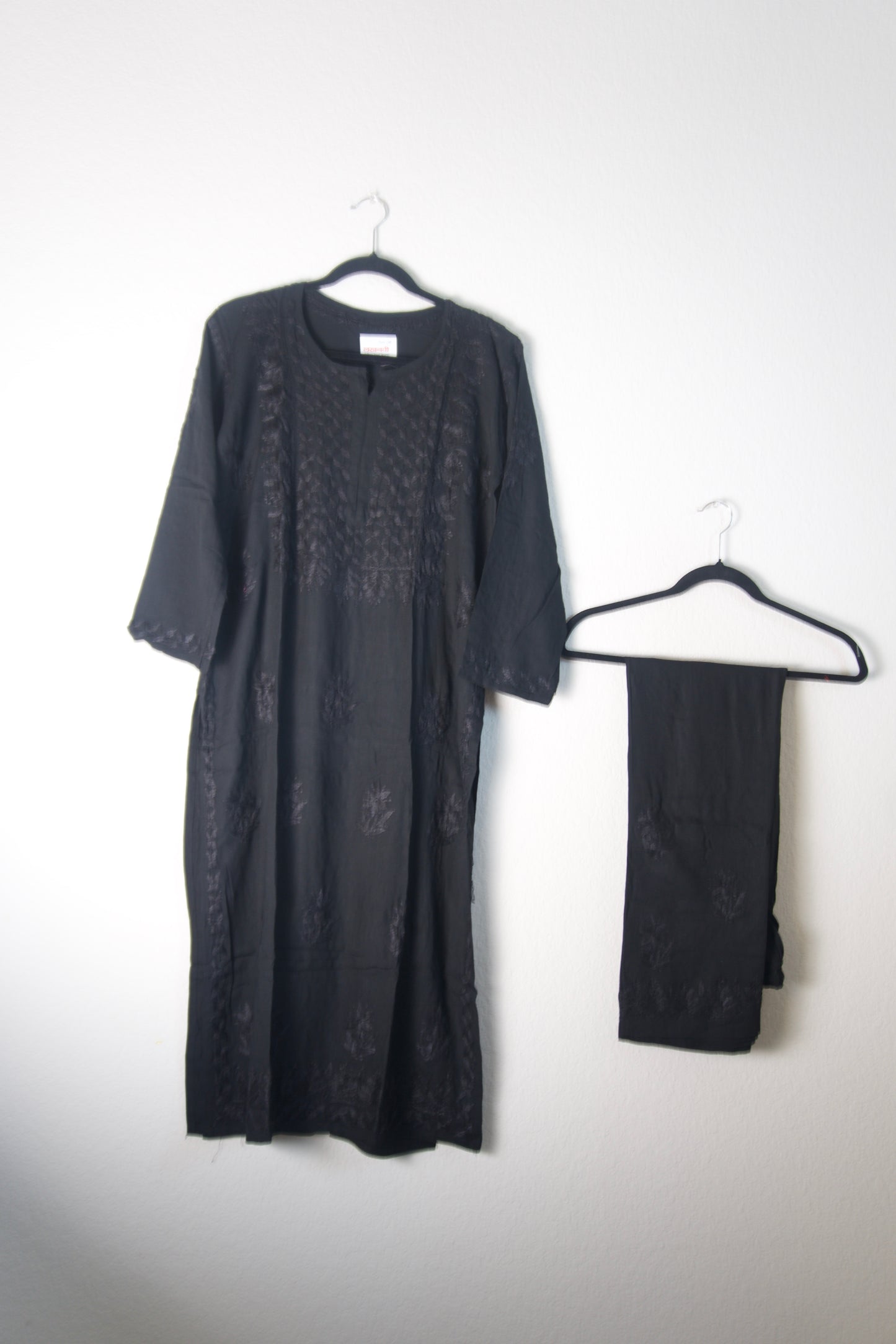 Black Rayon Chikankari Coord Set - Top with Palazzo