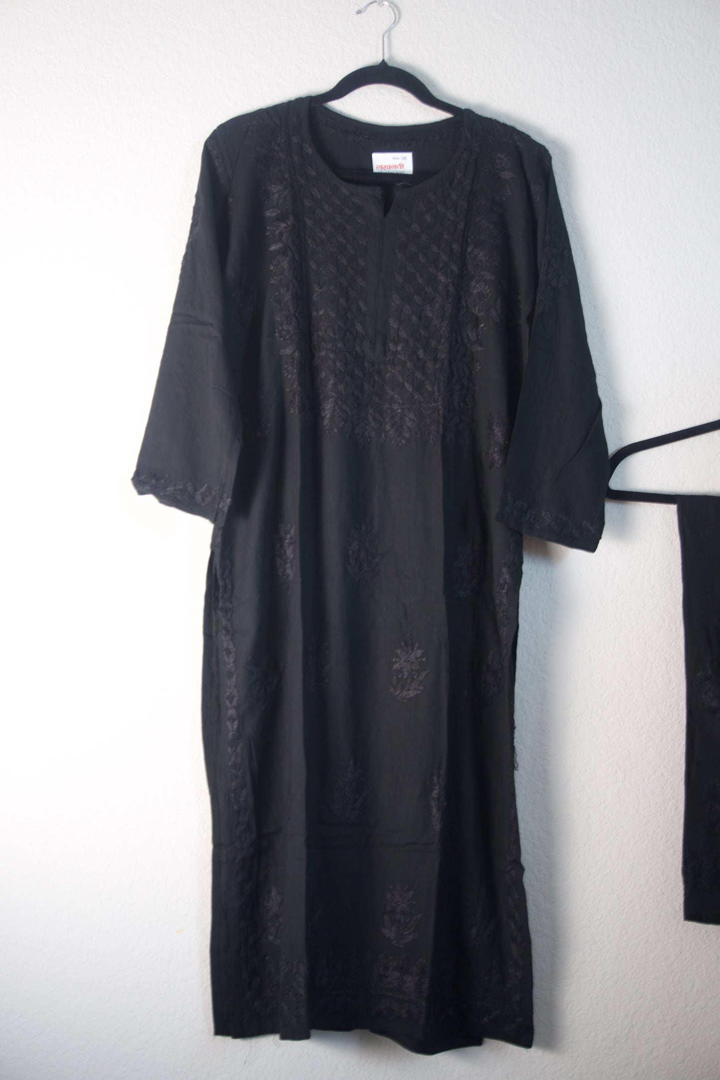 Black Rayon Chikankari Coord Set - Top with Palazzo