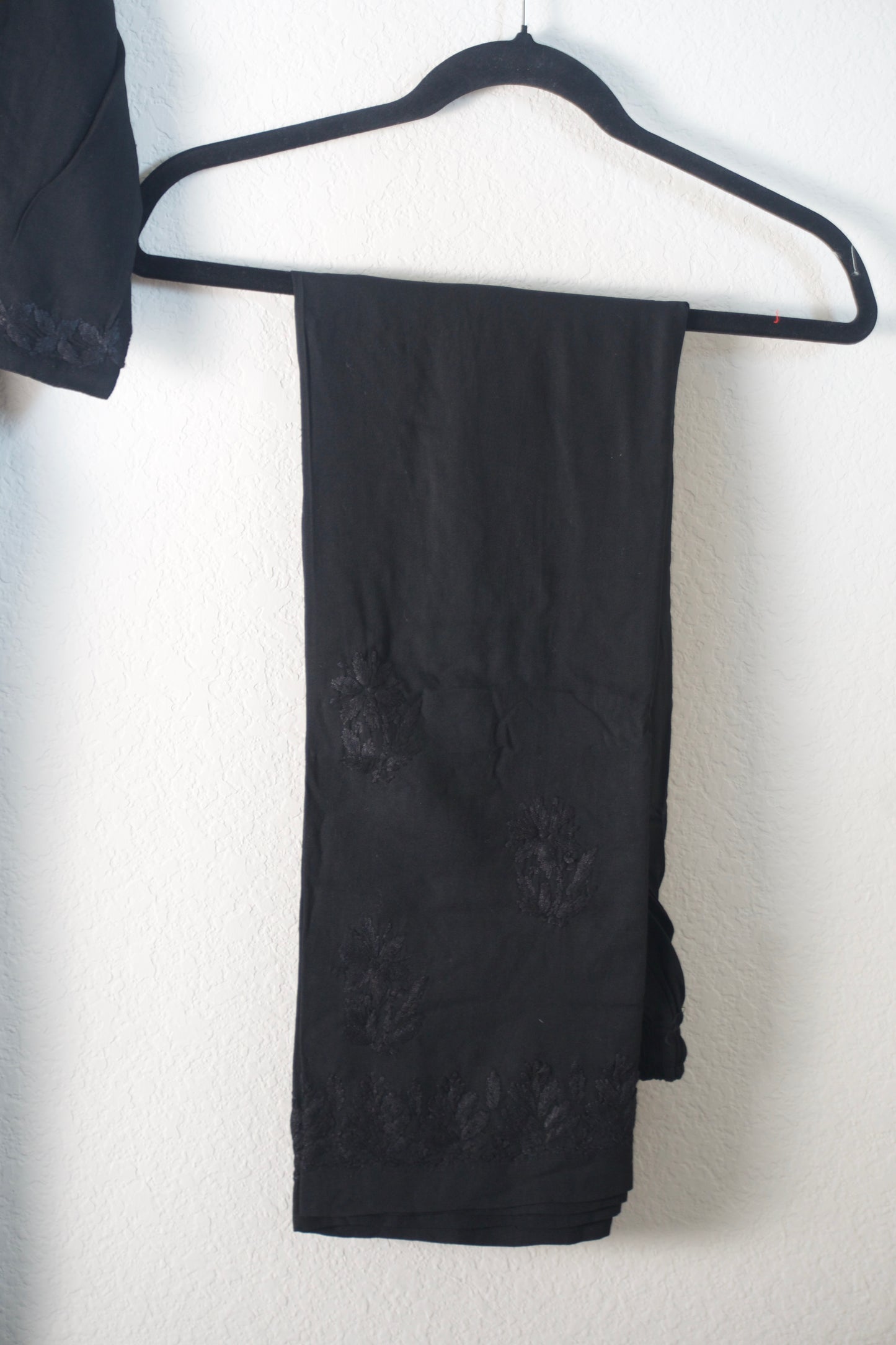 Black Rayon Chikankari Coord Set - Top with Palazzo