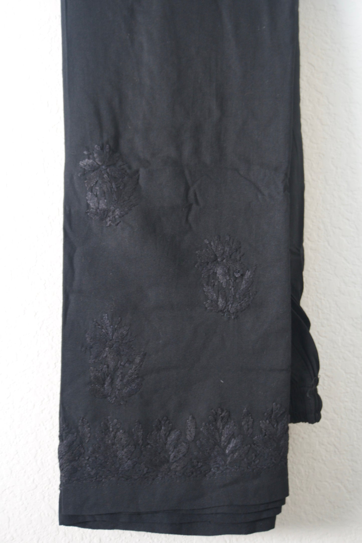 Black Rayon Chikankari Coord Set - Top with Palazzo