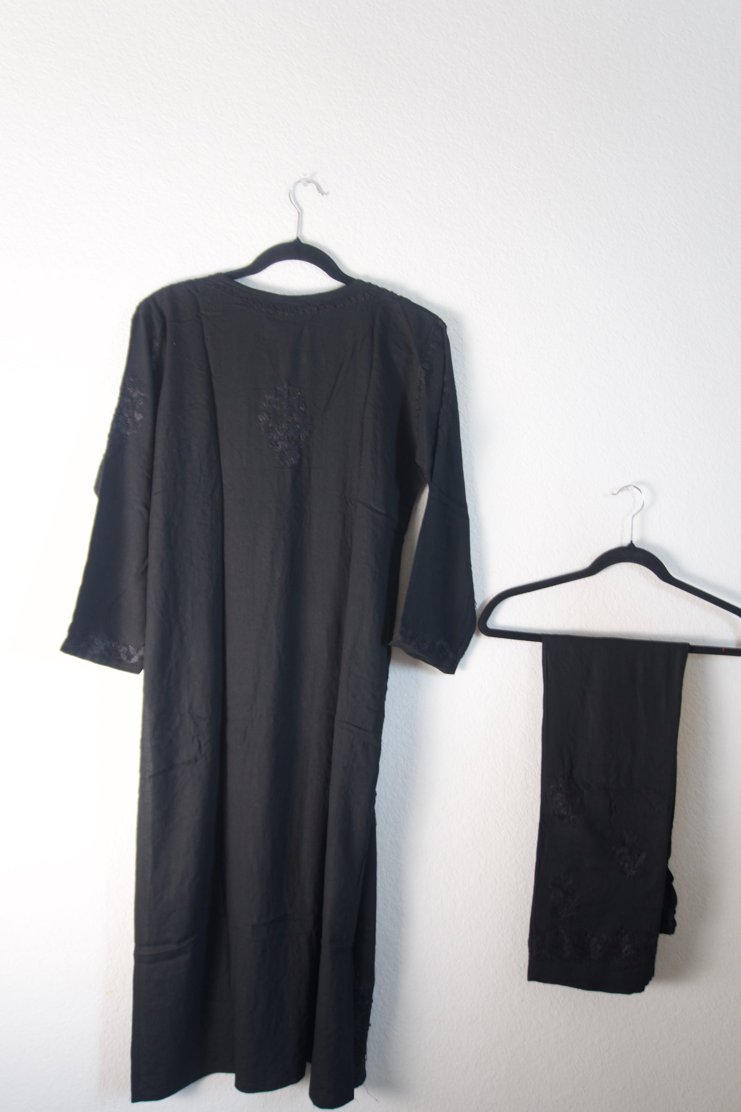 Black Rayon Chikankari Coord Set - Top with Palazzo