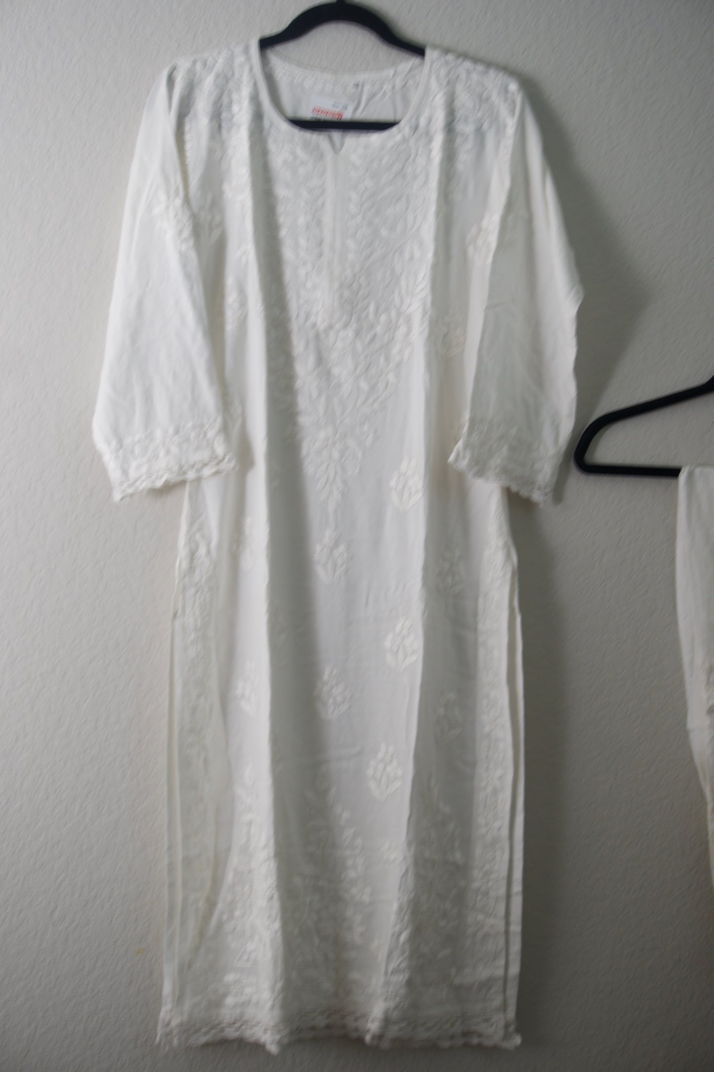 White Rayon Chikankari Coord Set - Top with Palazzo - Pattern 1 (Lace)