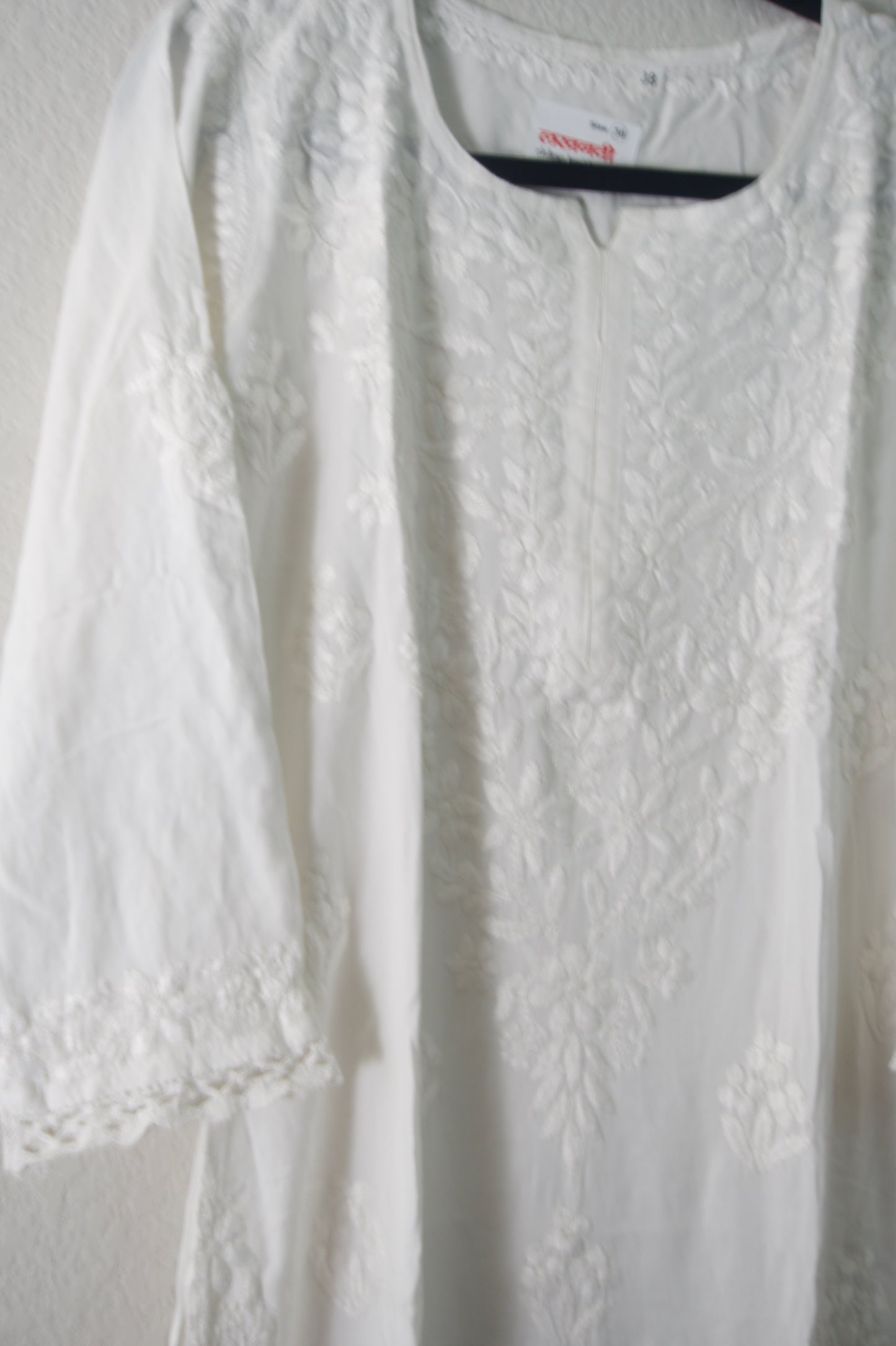 White Rayon Chikankari Coord Set - Top with Palazzo - Pattern 1 (Lace)