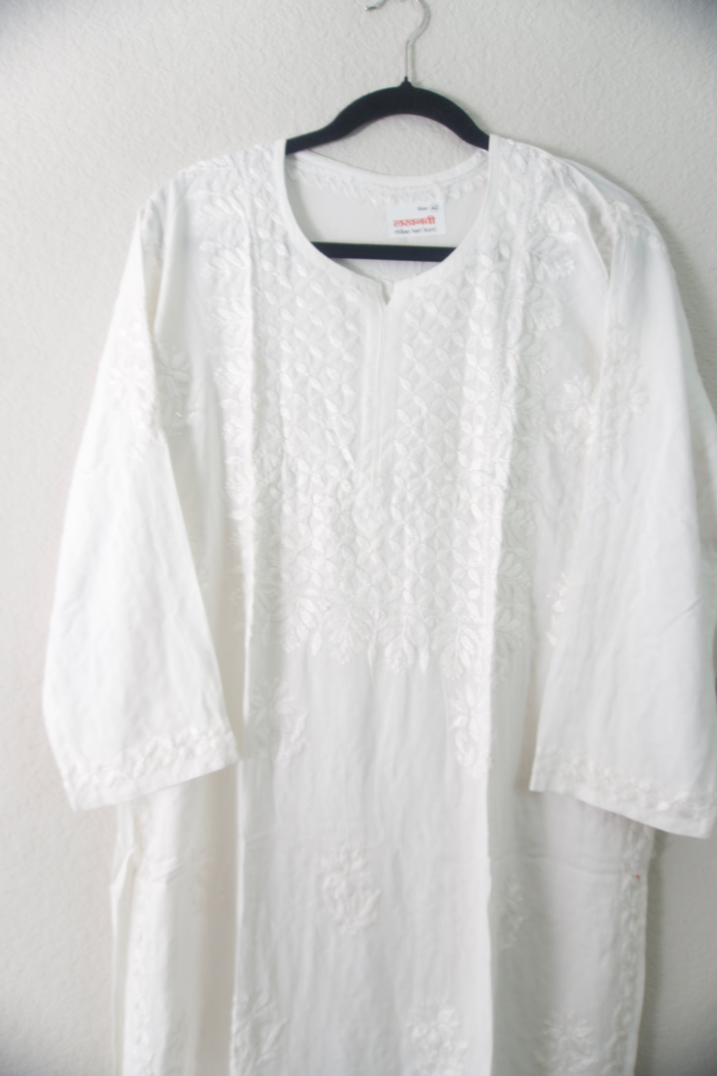 White Rayon Chikankari Coord Set - Top with Palazzo - Pattern 2