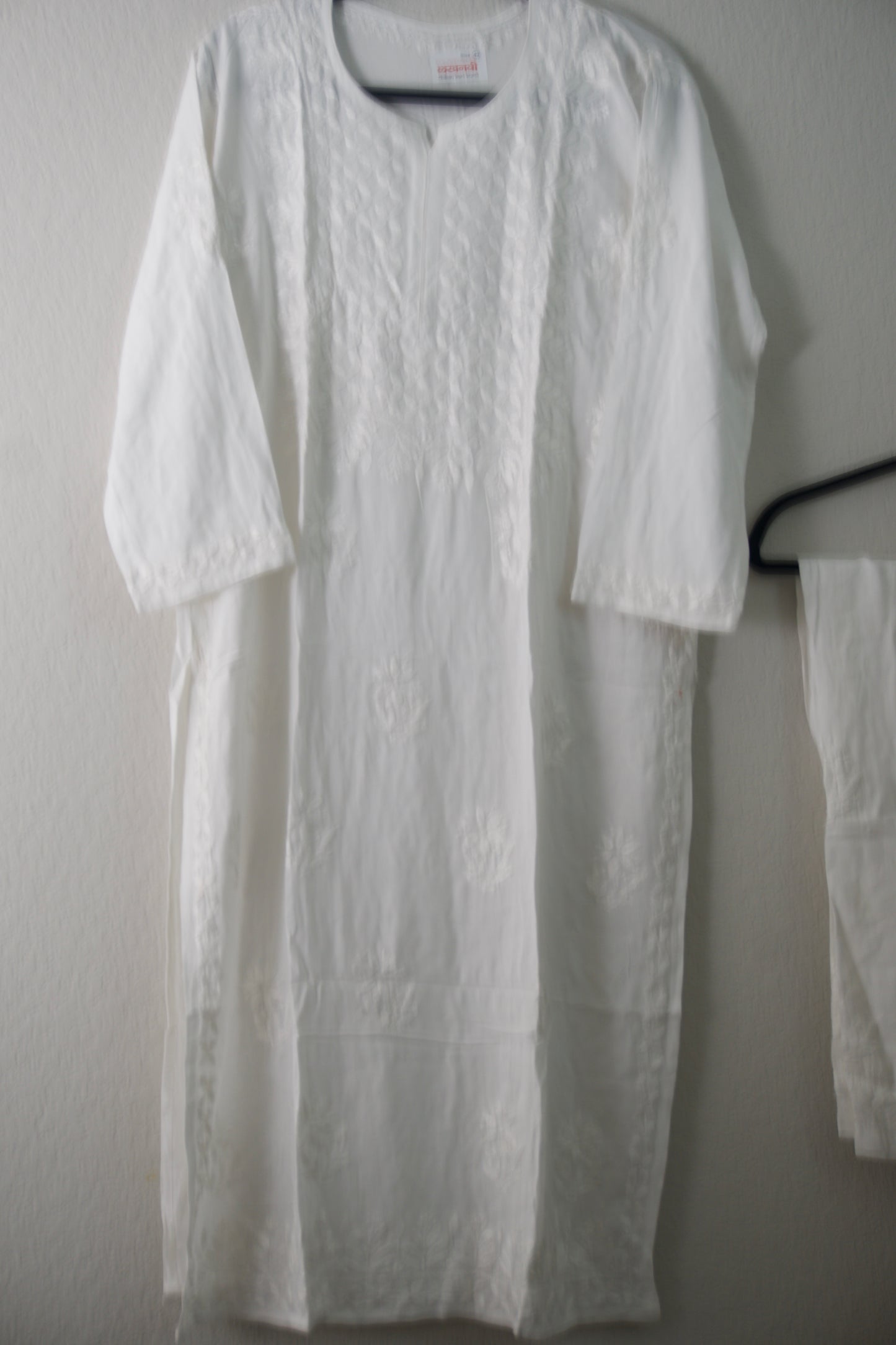 White Rayon Chikankari Coord Set - Top with Palazzo - Pattern 2