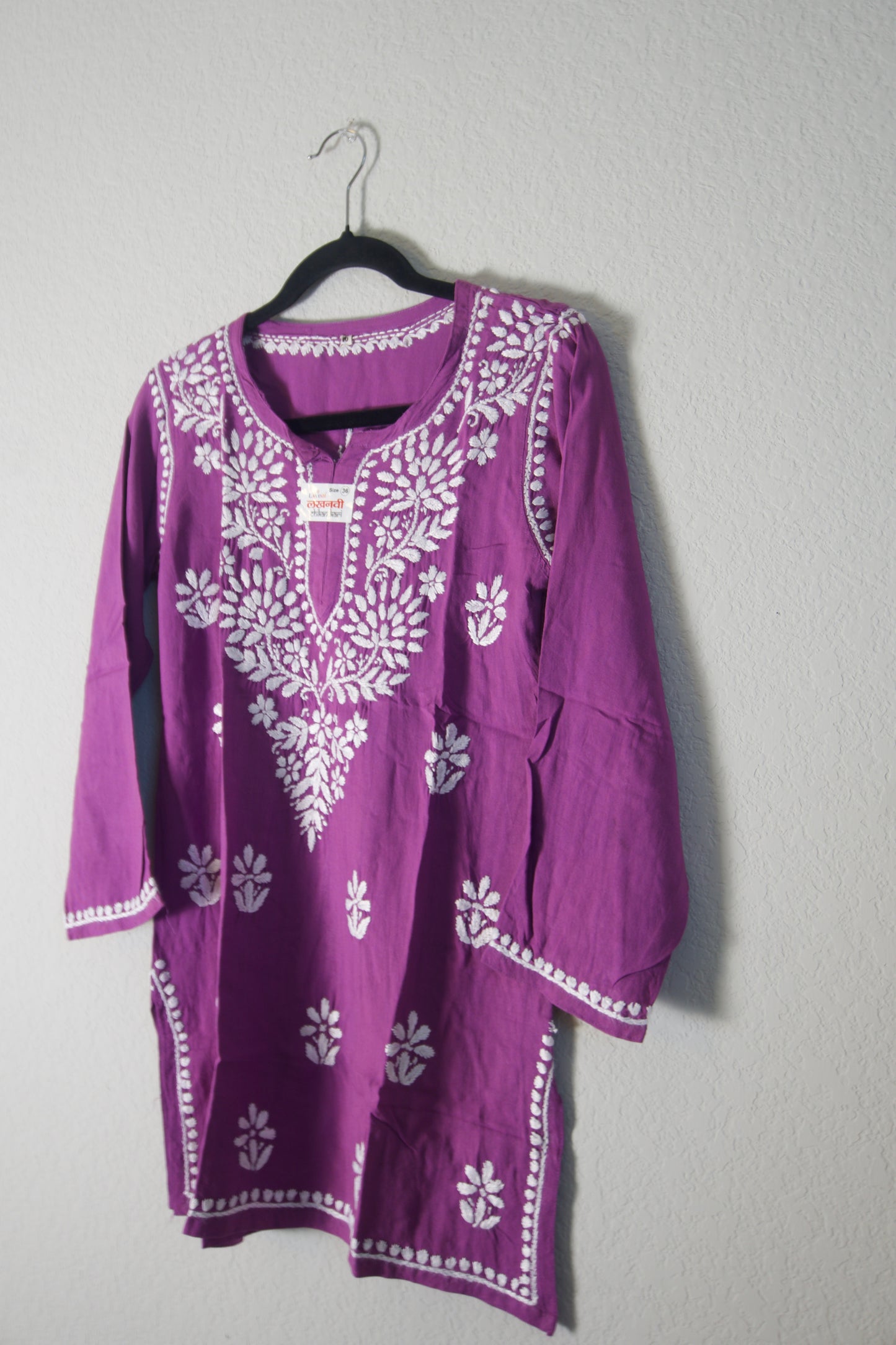 Magenta Rayon Chikankari Short Kurti