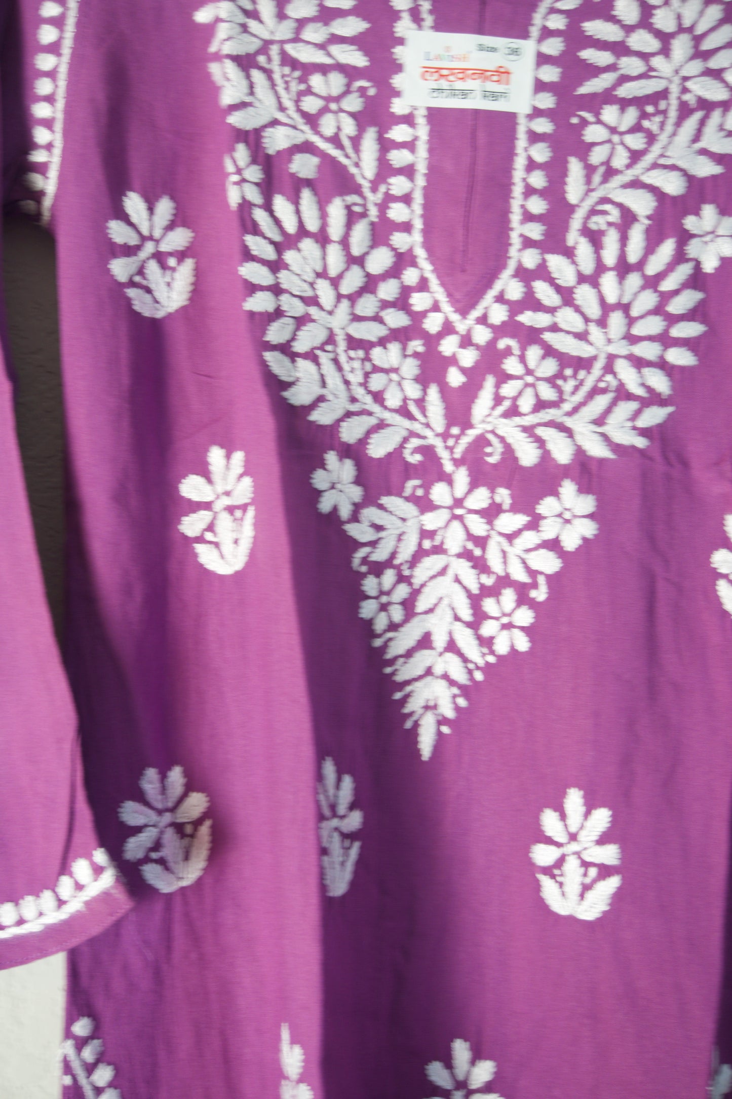 Magenta Rayon Chikankari Short Kurti