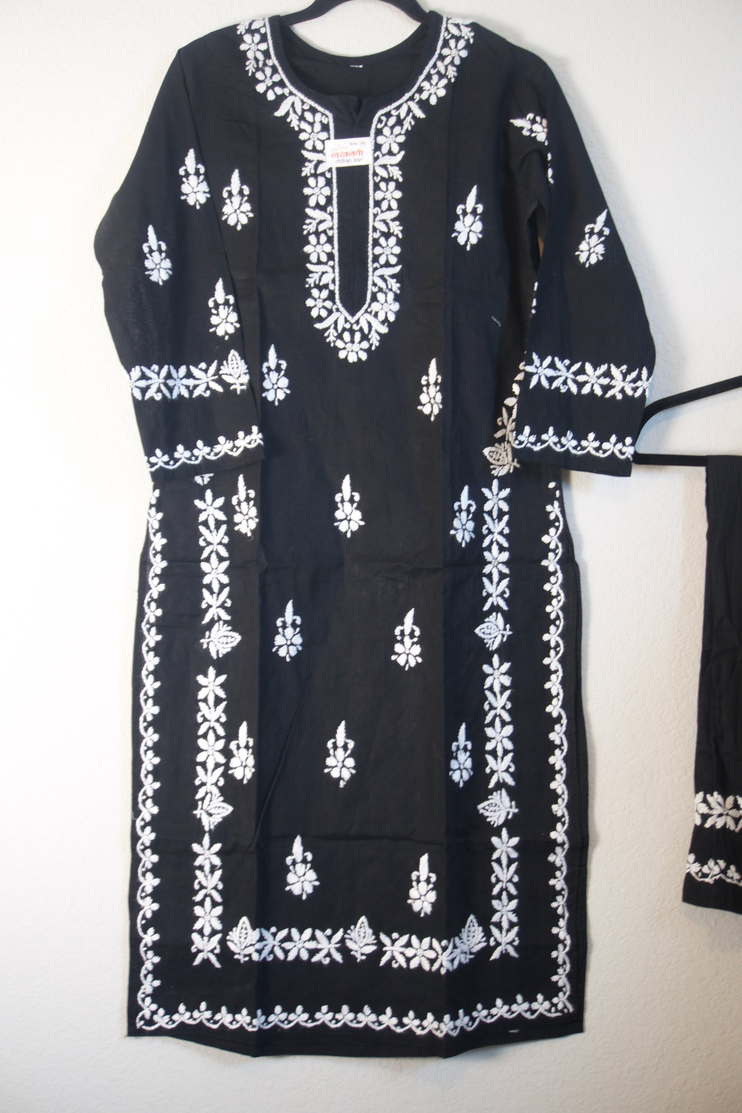Black Cotton Chikankari Coord Set - Top with Palazzo