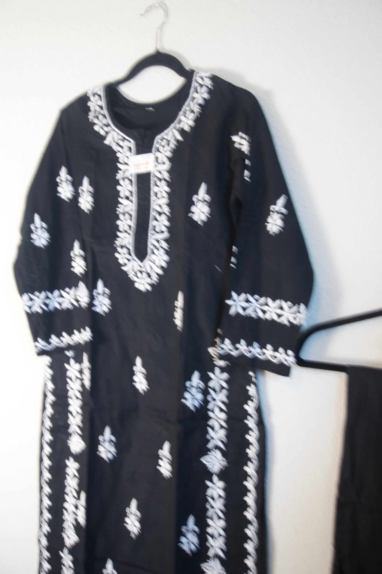 Black Cotton Chikankari Coord Set - Top with Palazzo