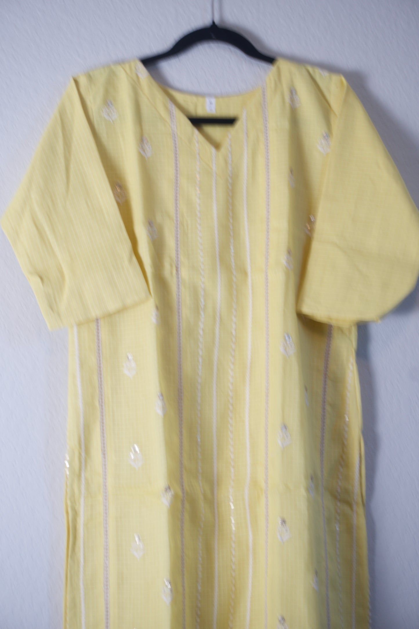 Yellow Kota Cotton Straight Cut Kurti