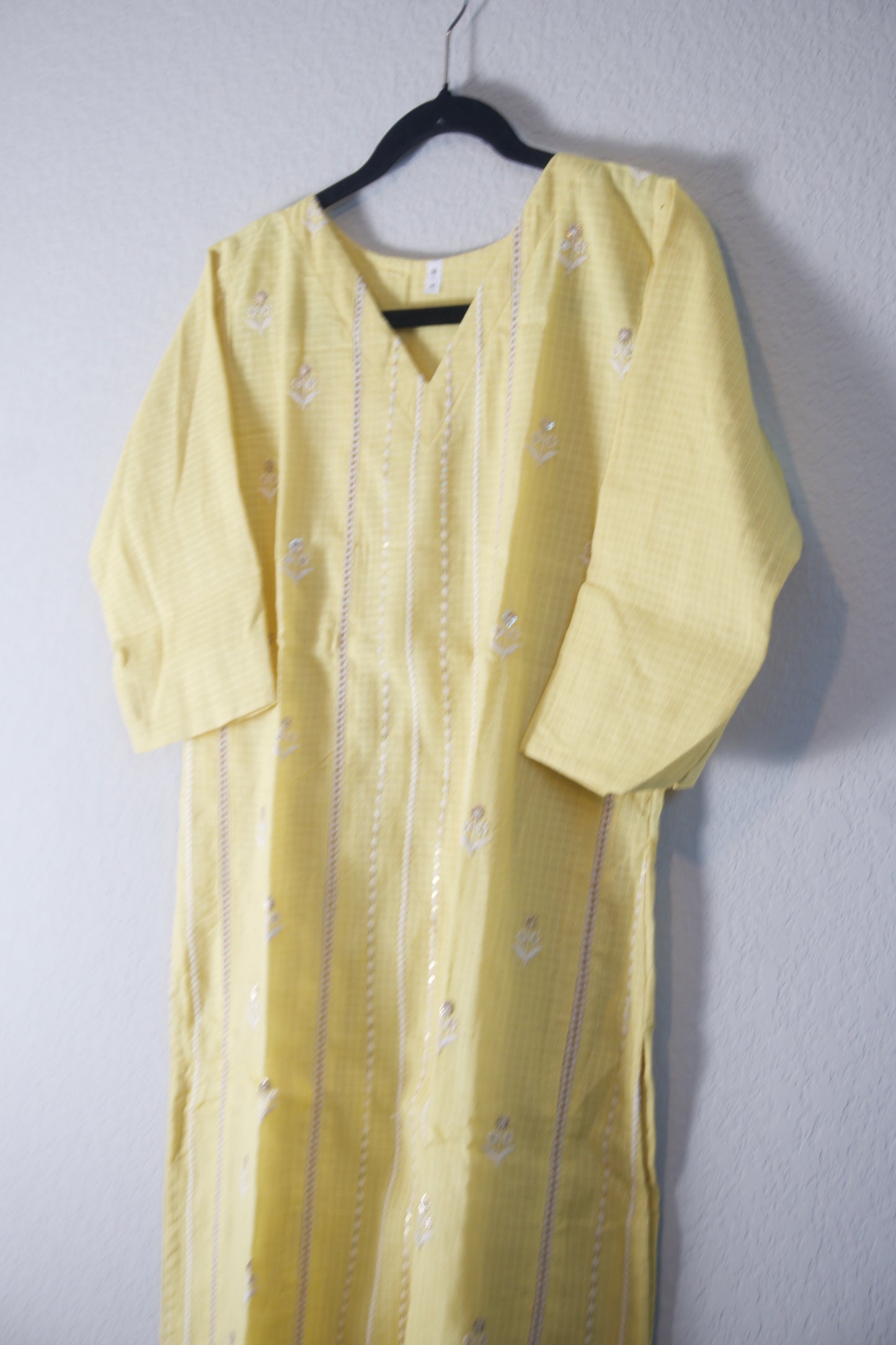 Yellow Kota Cotton Straight Cut Kurti