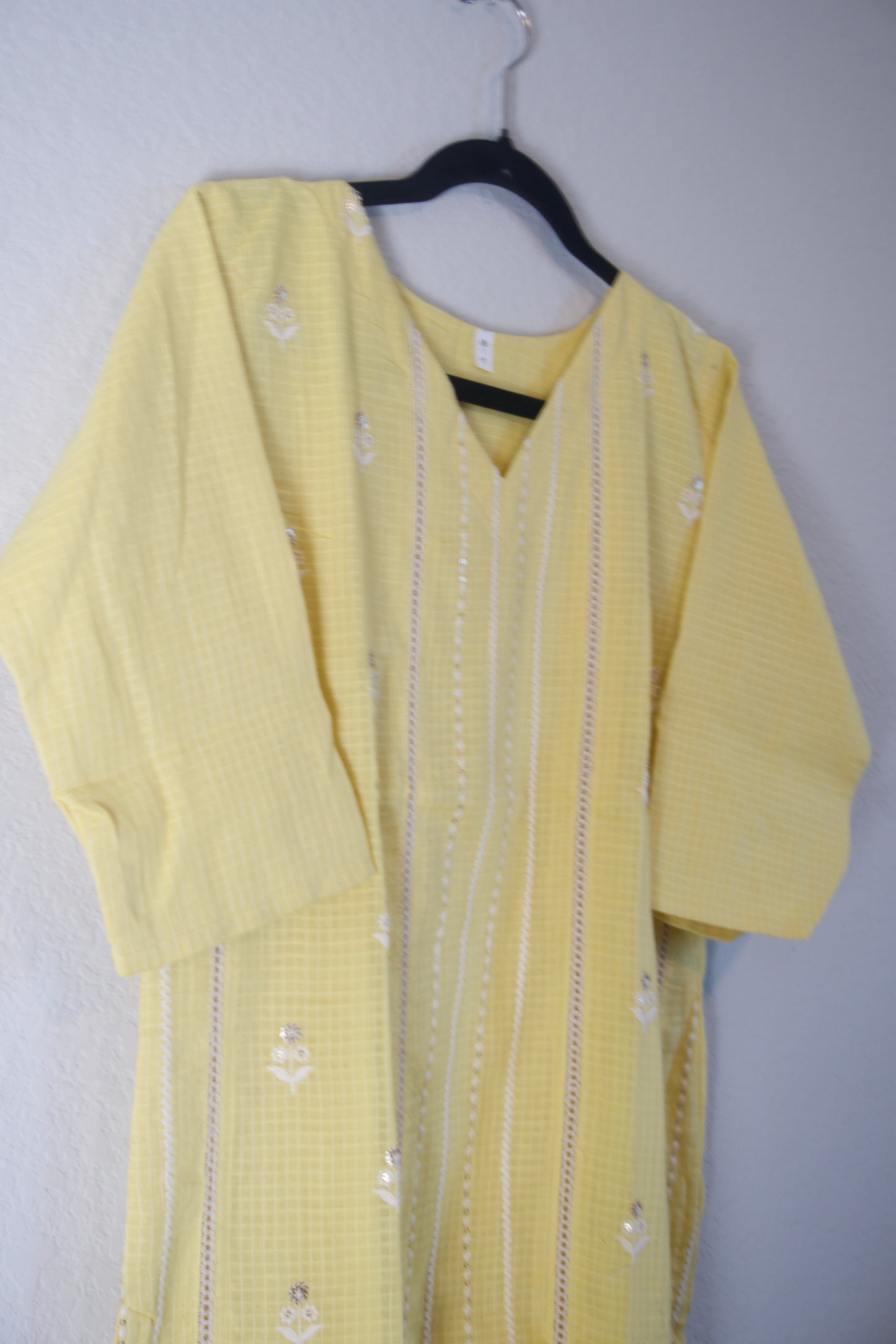 Yellow Kota Cotton Straight Cut Kurti