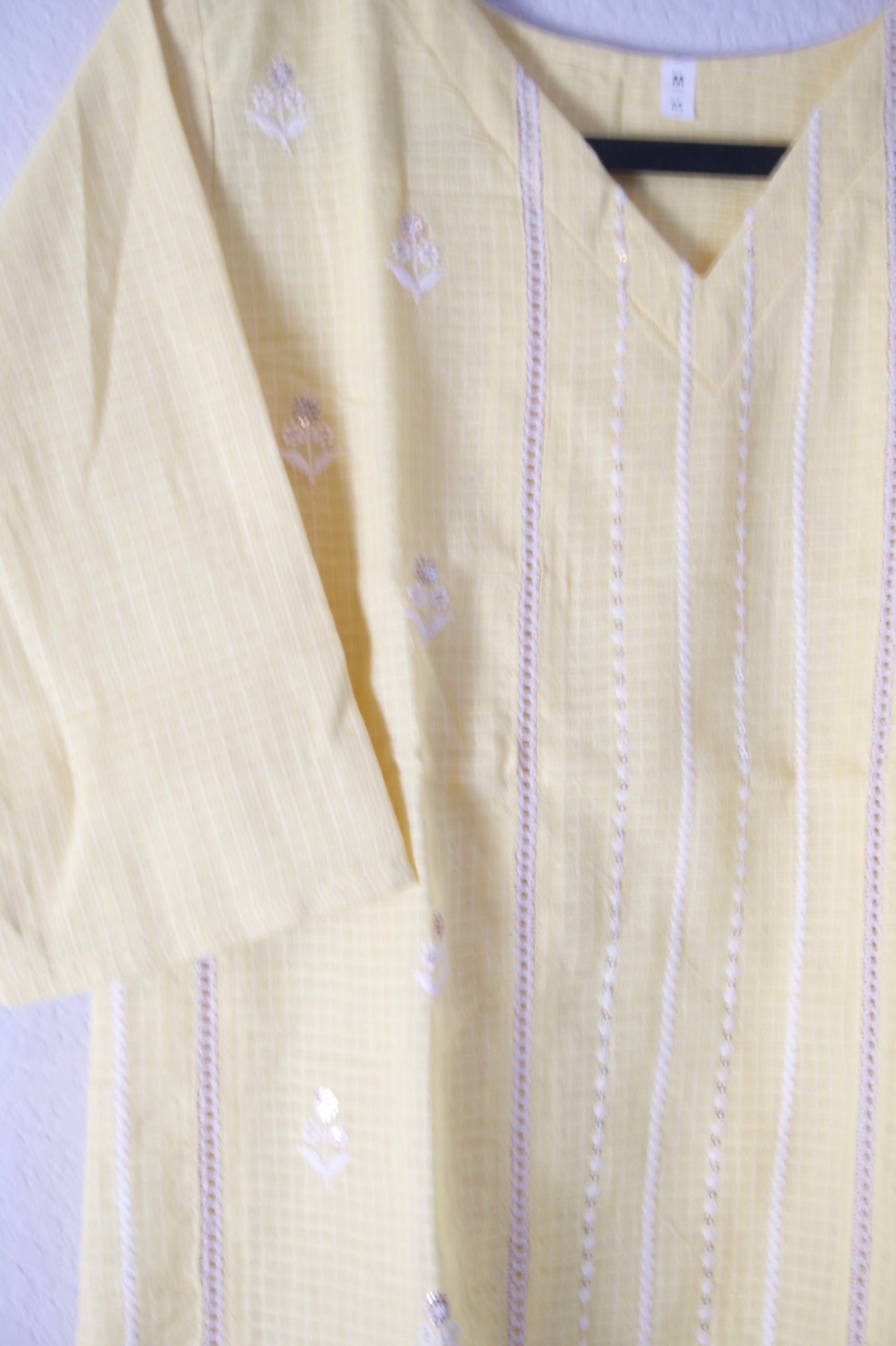 Yellow Kota Cotton Straight Cut Kurti