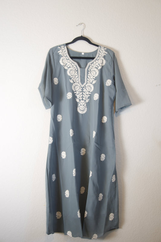 Gray Georgette A-line Kurti