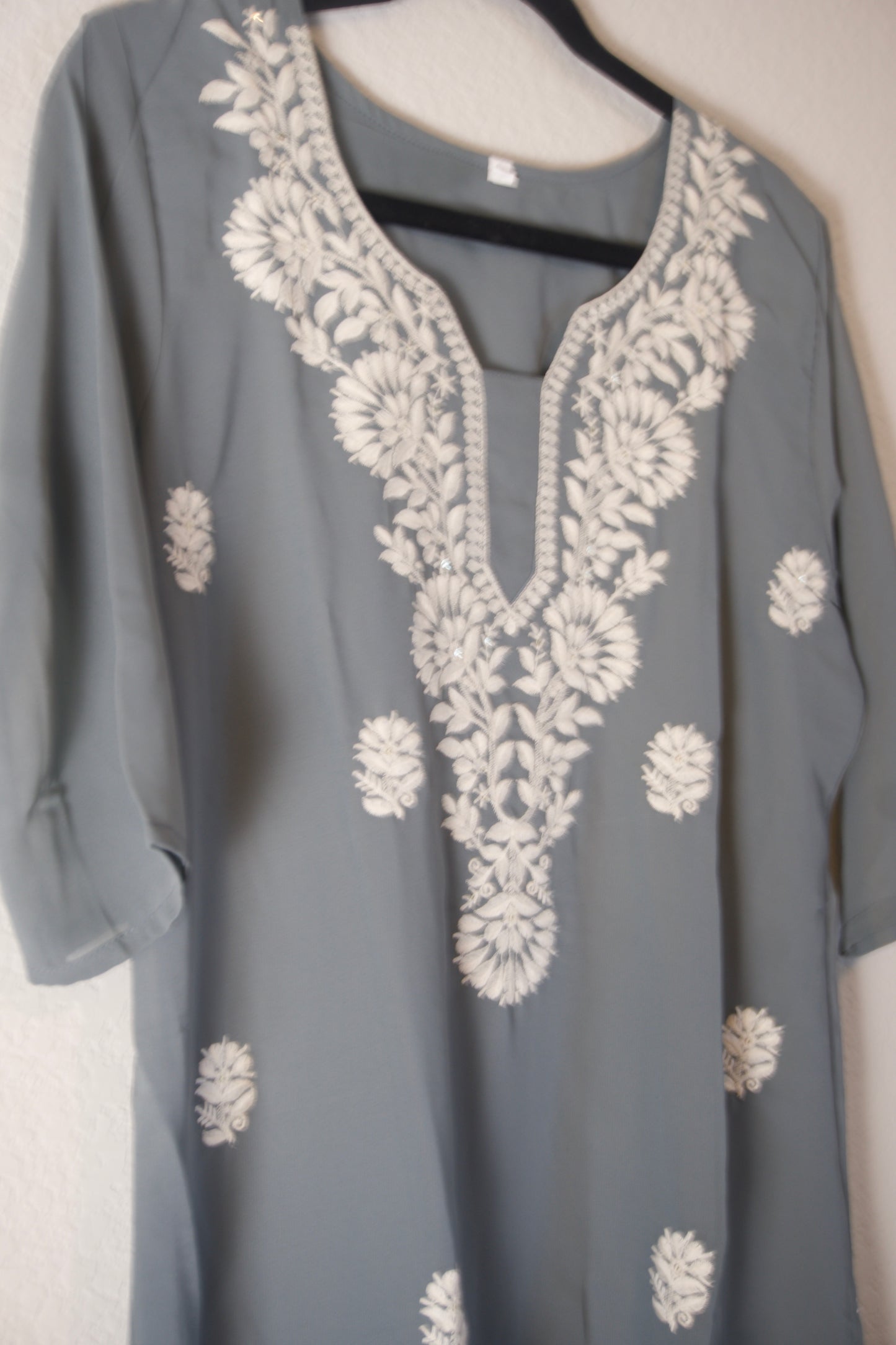Gray Georgette A-line Kurti