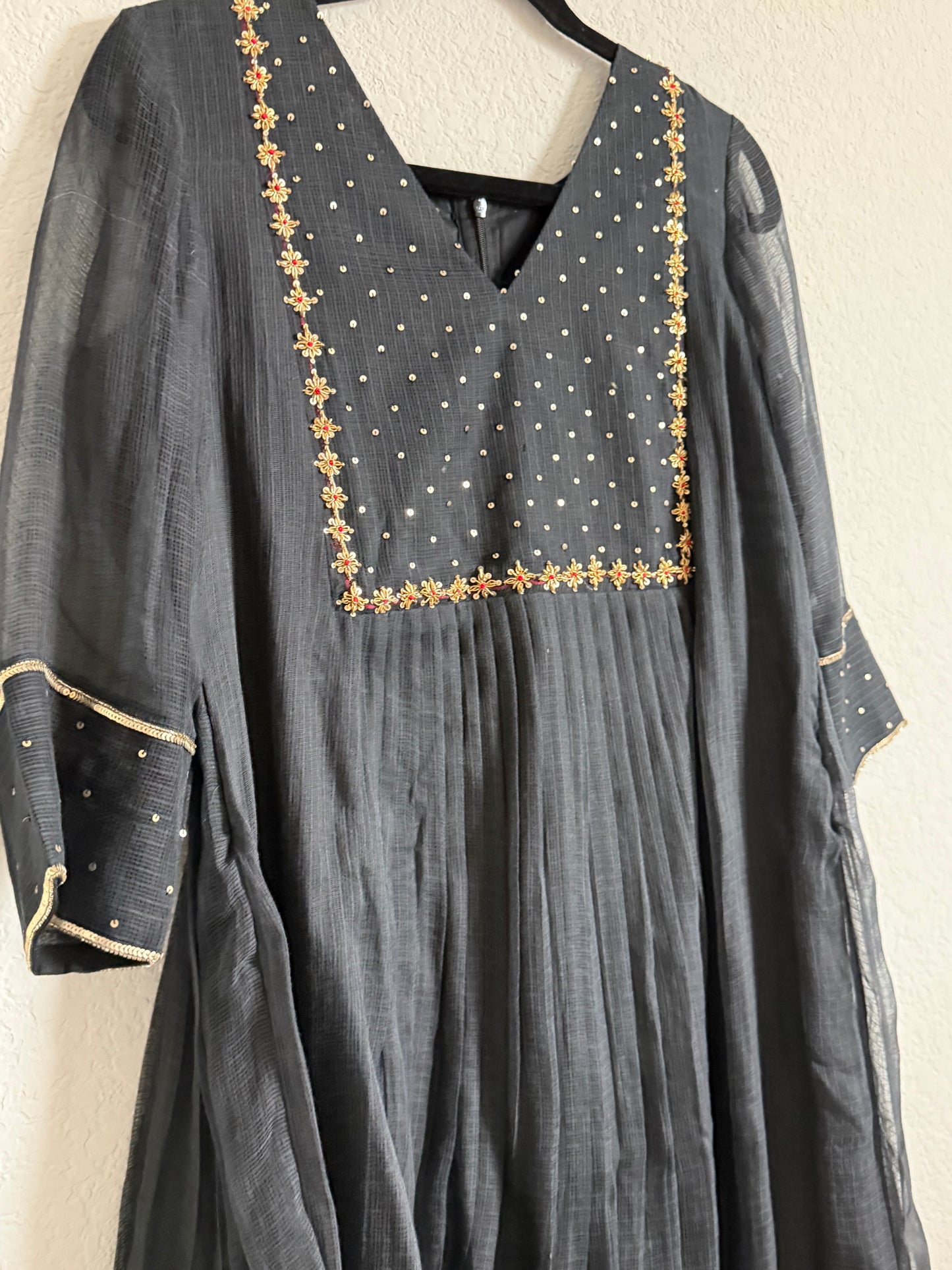 Black Kota Maggam Work Dress