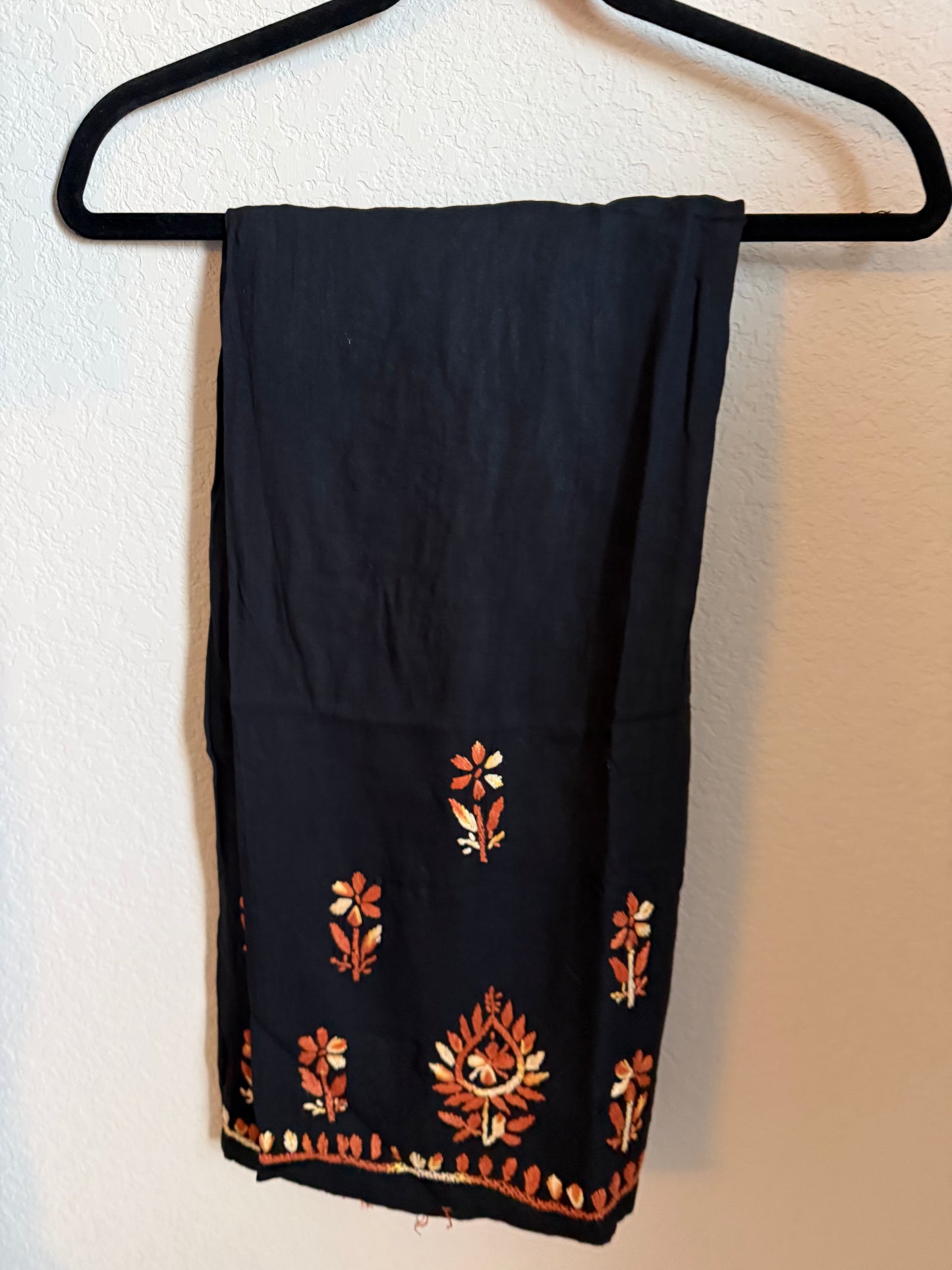 Black with Brown Rayon Chikankari Coord Set - Top with Palazzo