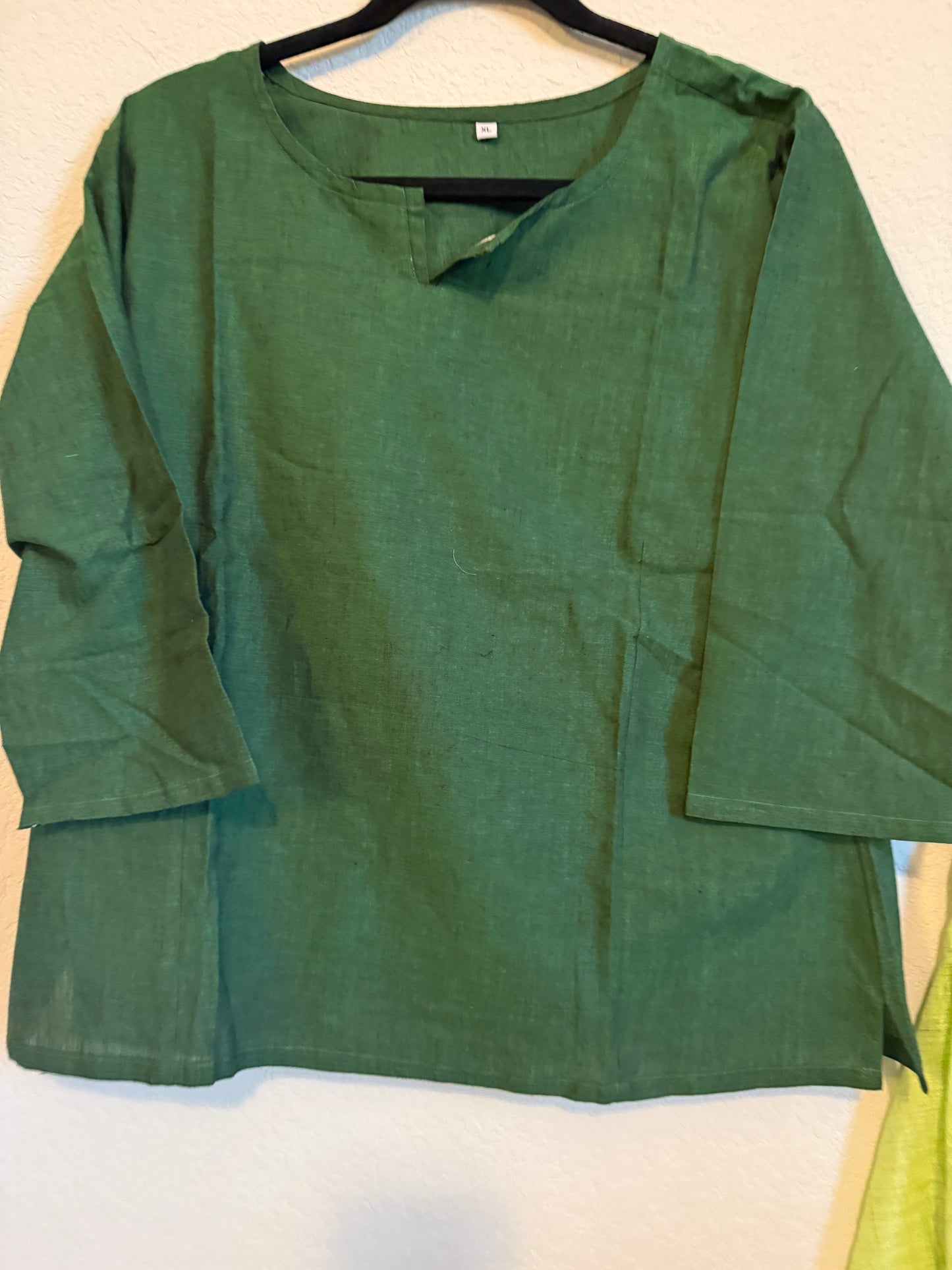 Pista green cotton skirt with green top - set