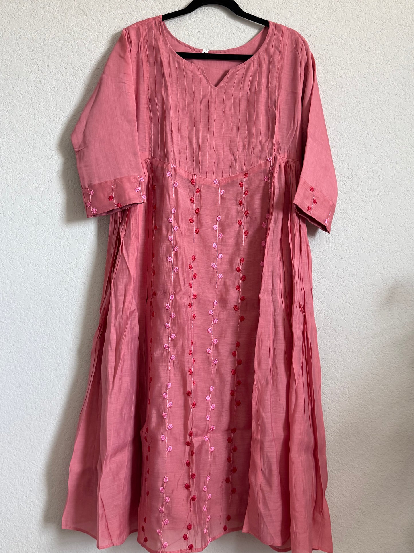 Peach Mul Chanderi A-line Frock Kurti