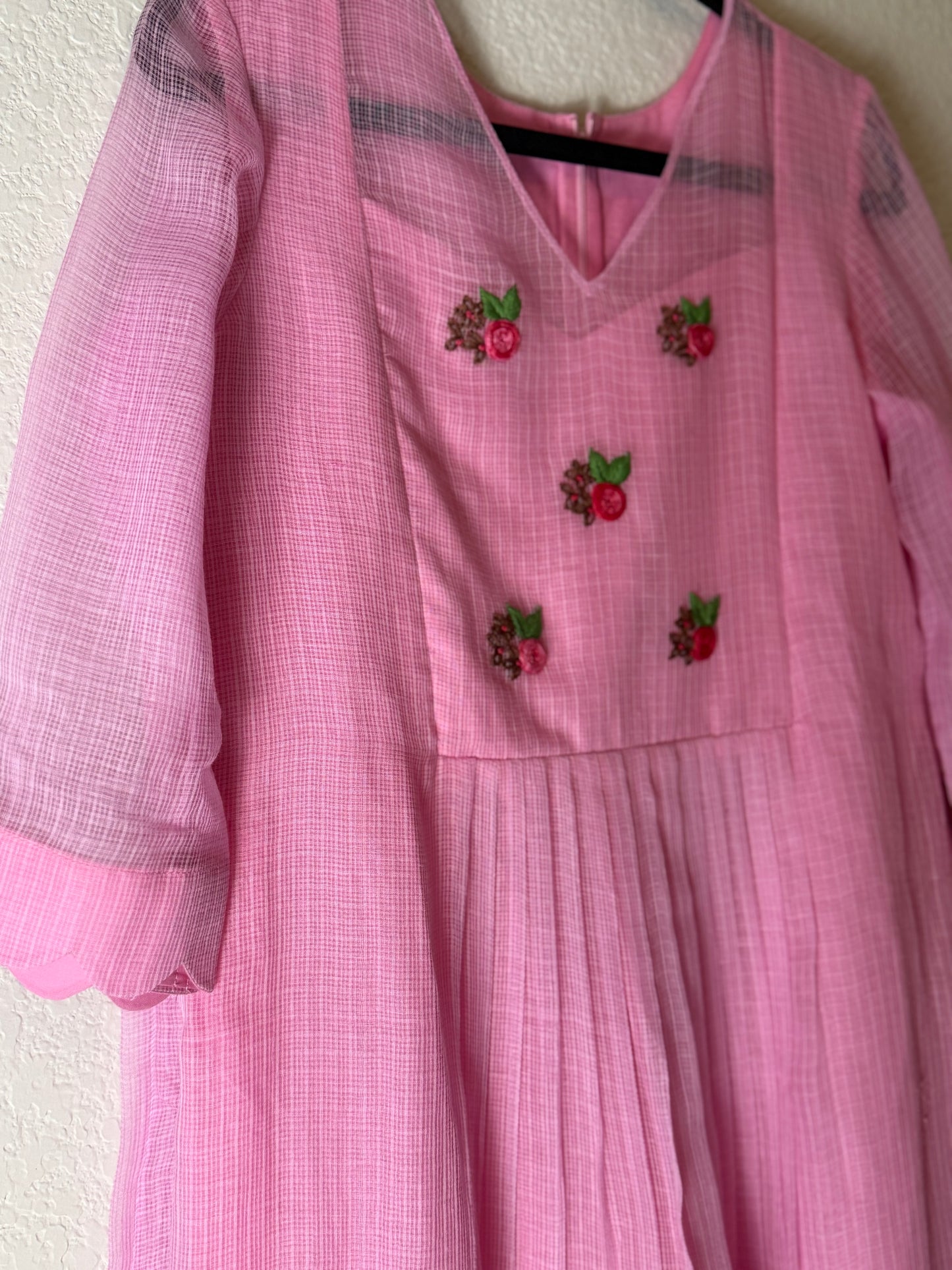 Light Pink Kota Embroidered Dress