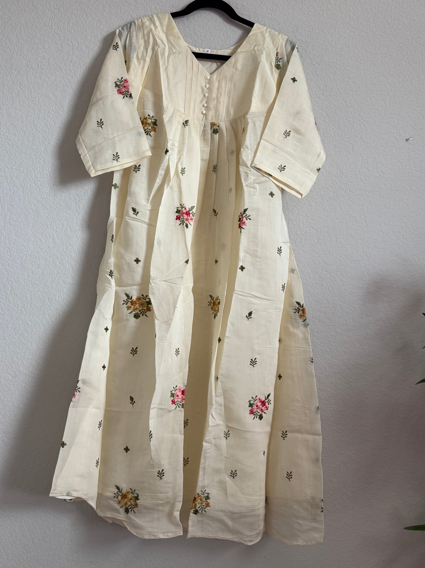 Half White Mul Chanderi A-line Kurti