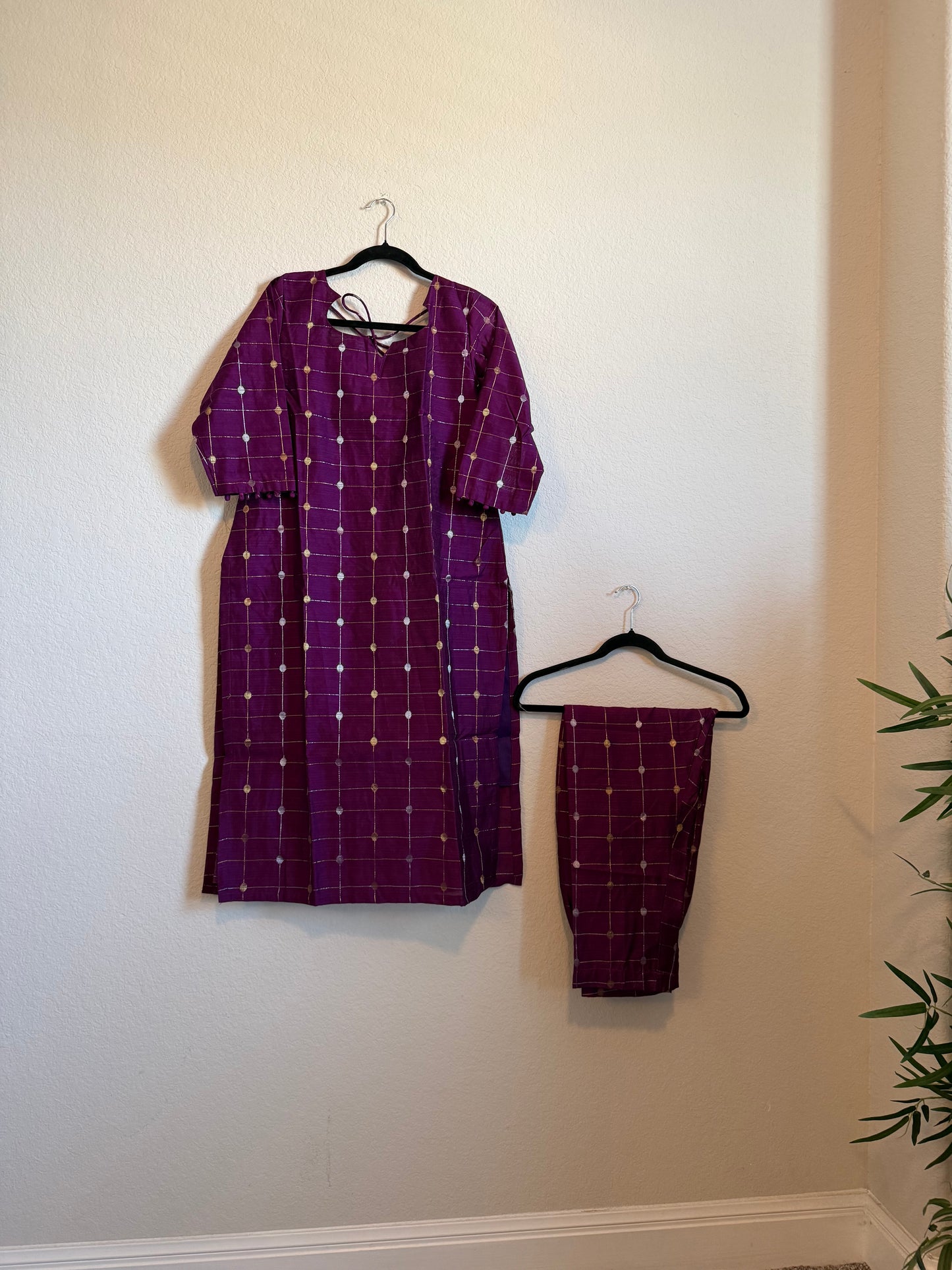 Magenta Raw Silk Customized Festive Coord Set