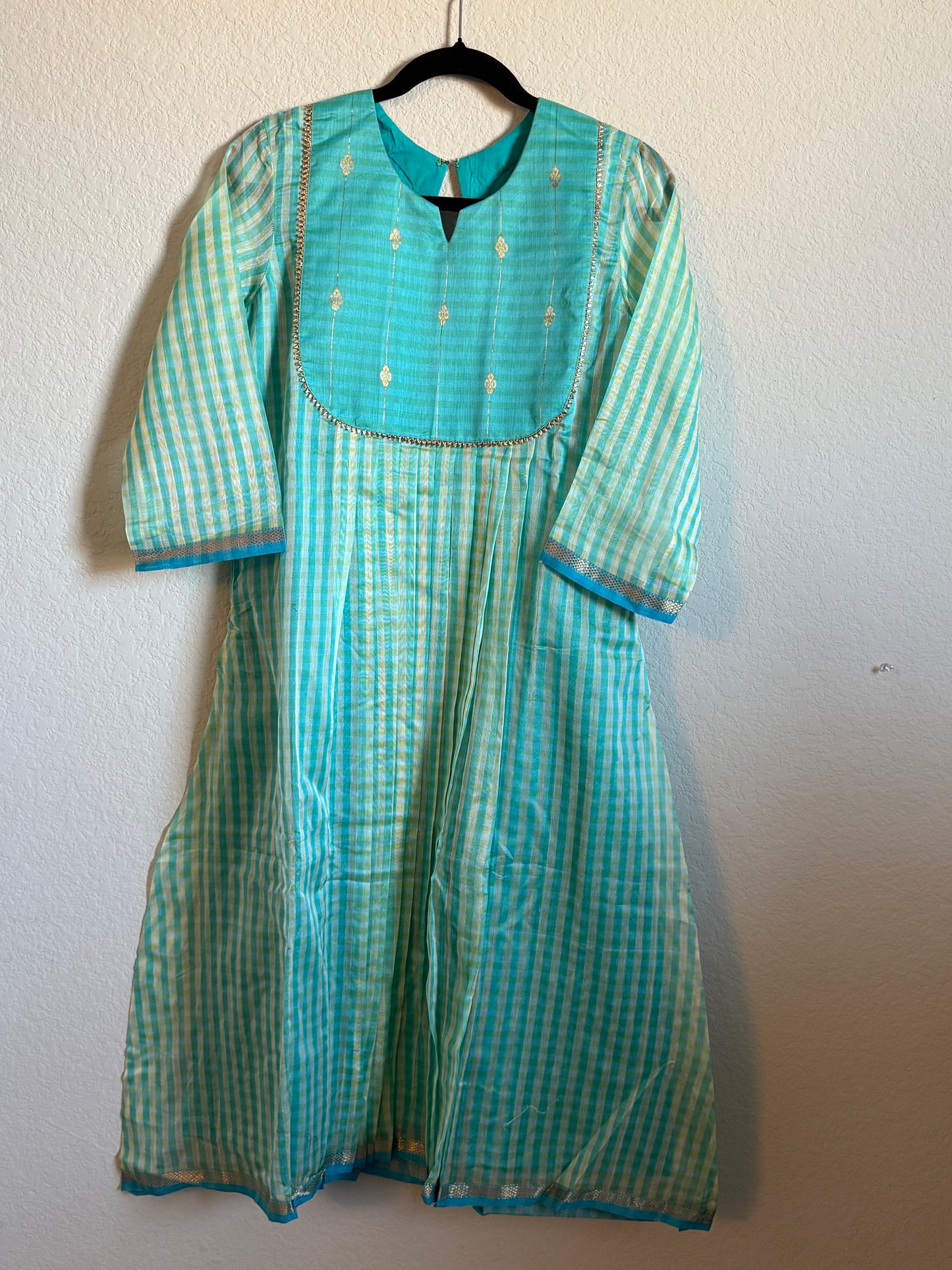 Blue Maheshwari Silk Handloom Checks Coord Set