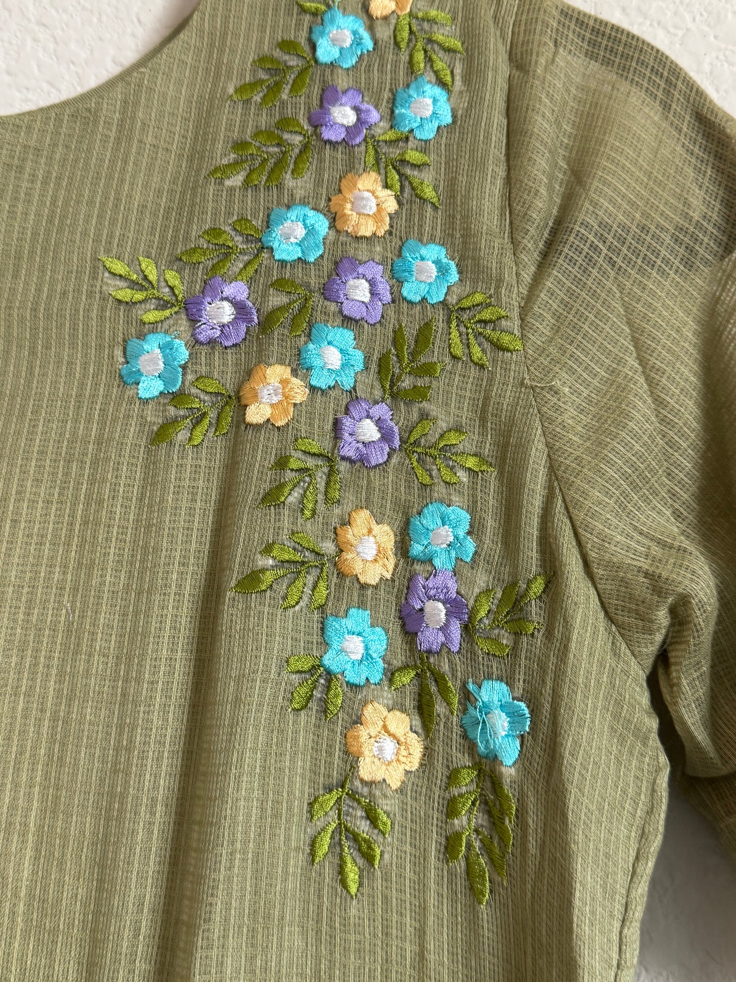 Green Floral Kota Frock