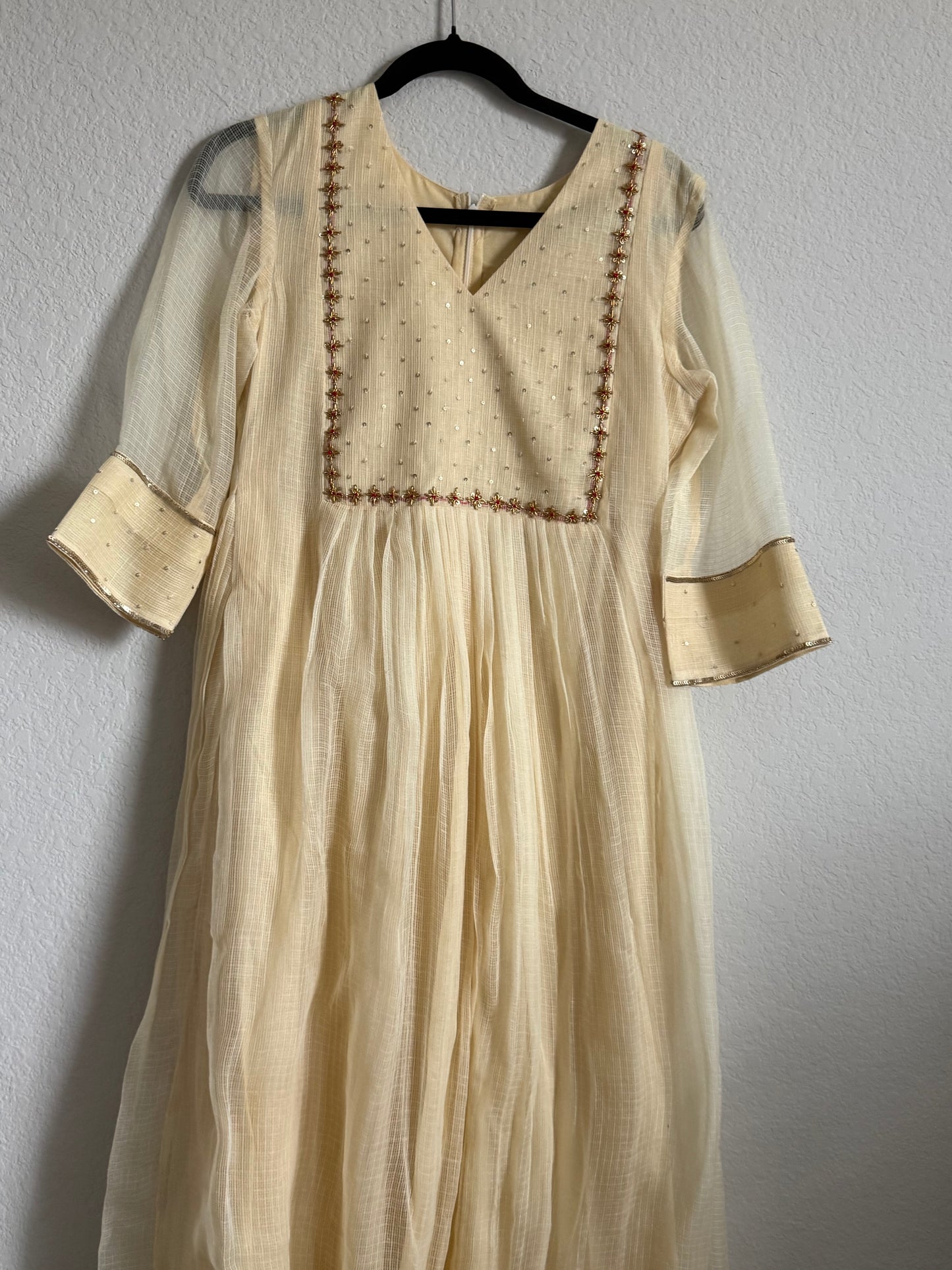 Biege Kota Maggam Work Dress
