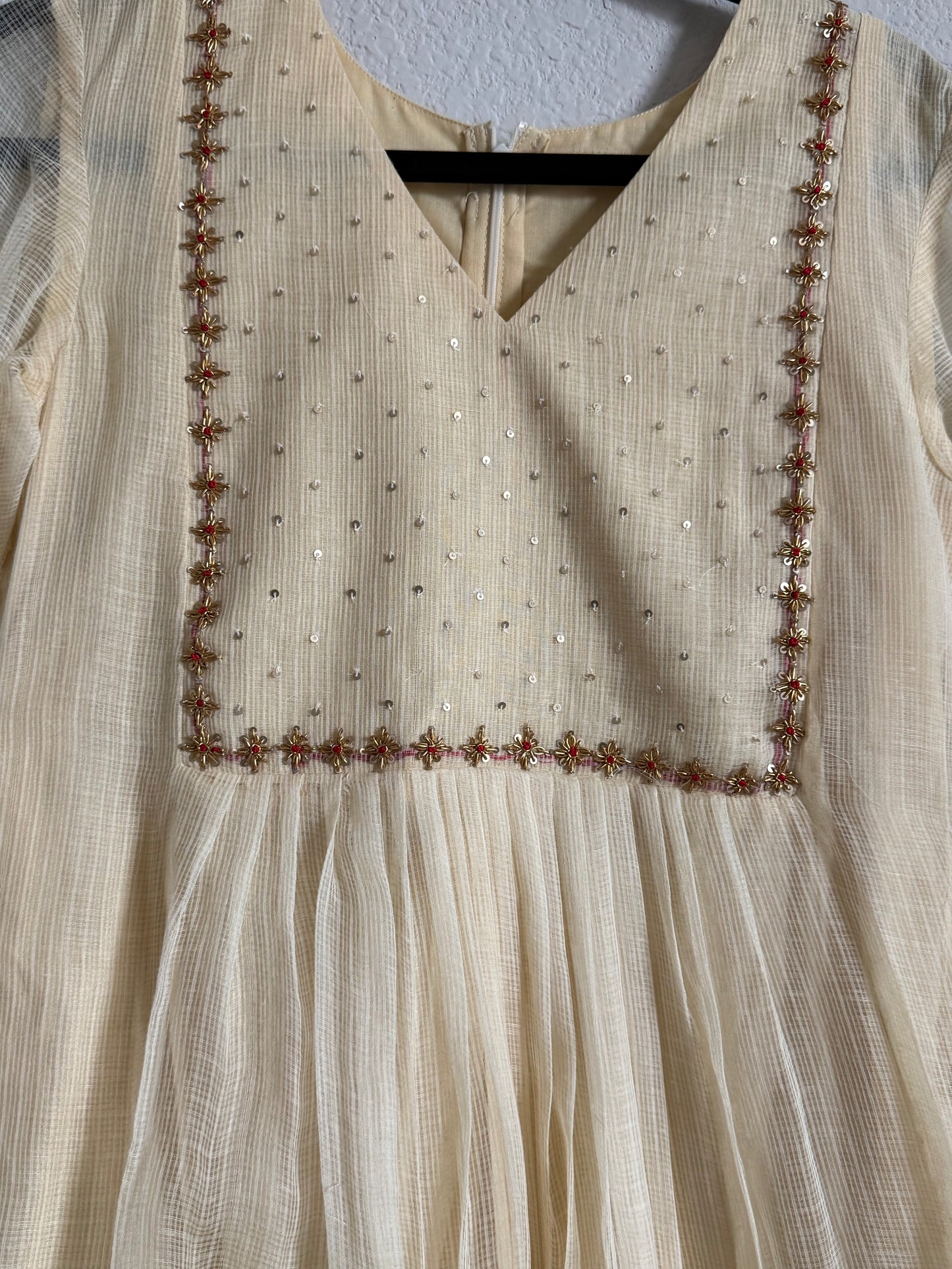 Biege Kota Maggam Work Dress