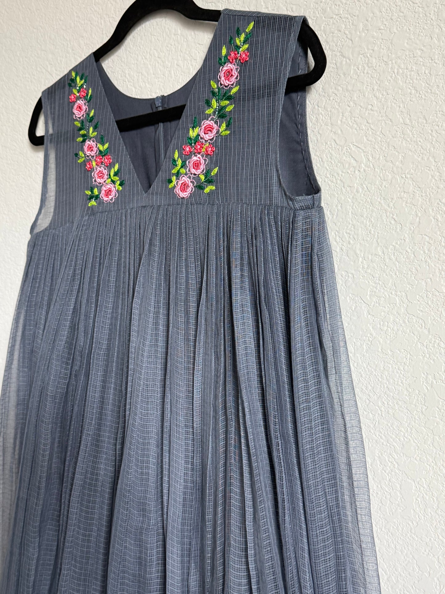 Gray Kota Sleeveless Maggam Work Dress