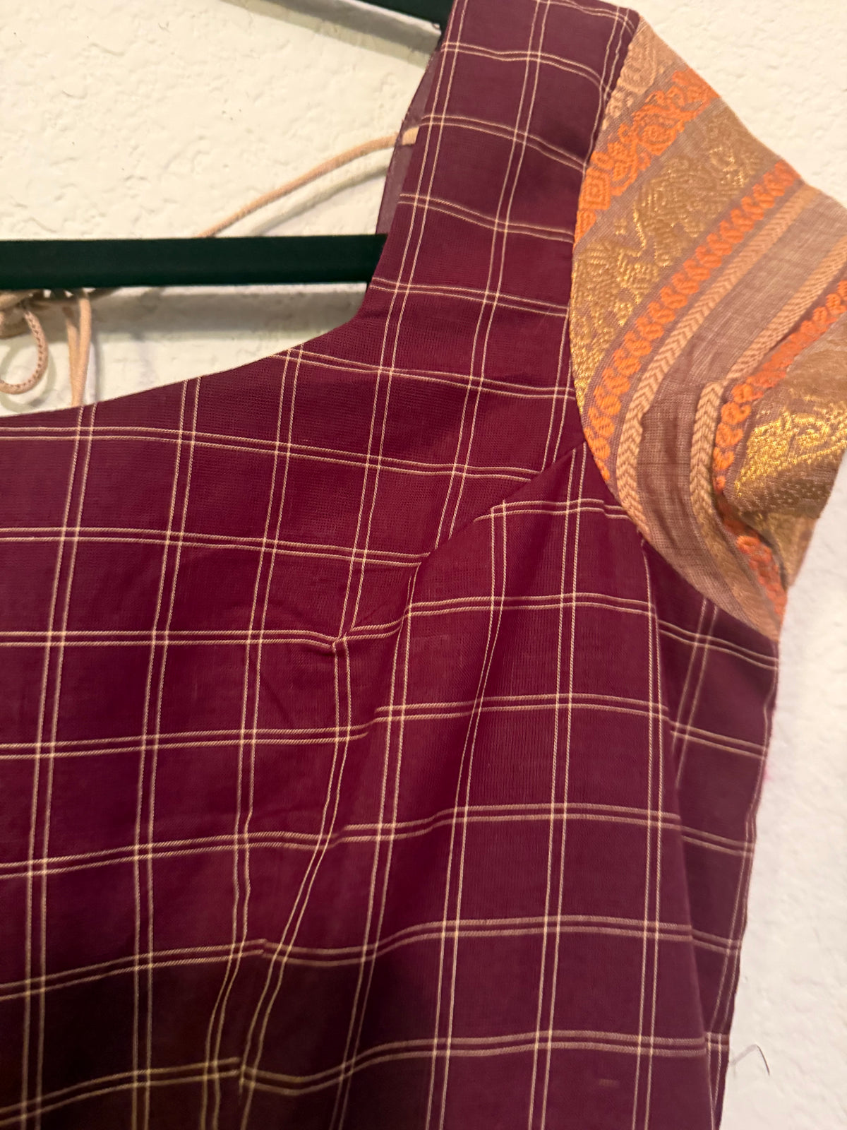 Premium Cream and Maroon Cotton Traditional Anarkali Set - Top and Dupatta