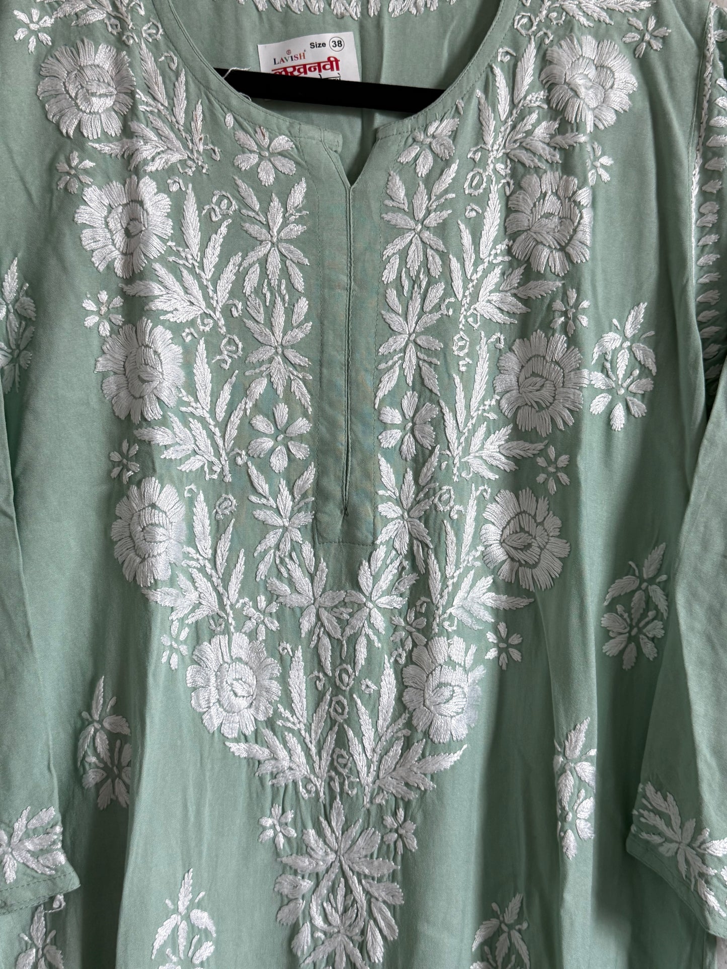 Light Green Rayon Chikankari Coord Set - Top with Palazzo