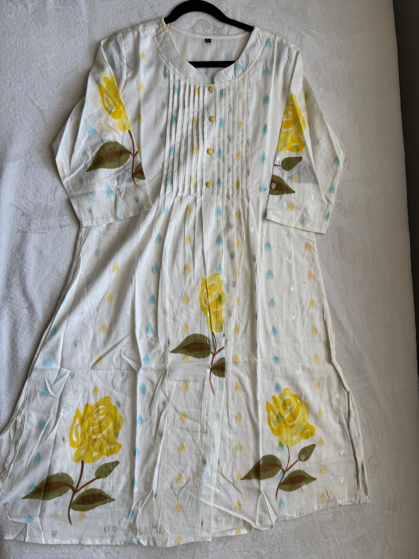 Pure cotton handpainted kurti and pant set