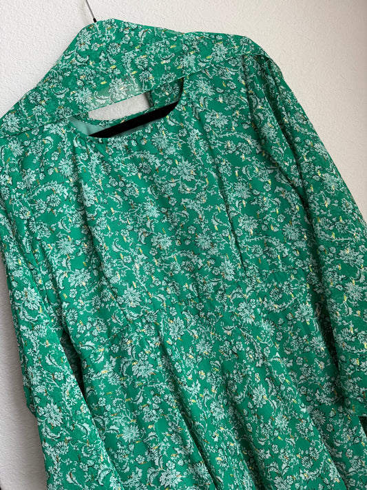Green chiffon anarkali with dupatta