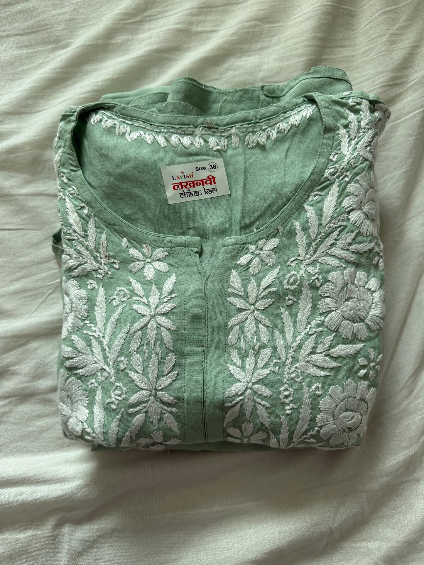 Light Green Rayon Chikankari Coord Set - Top with Palazzo