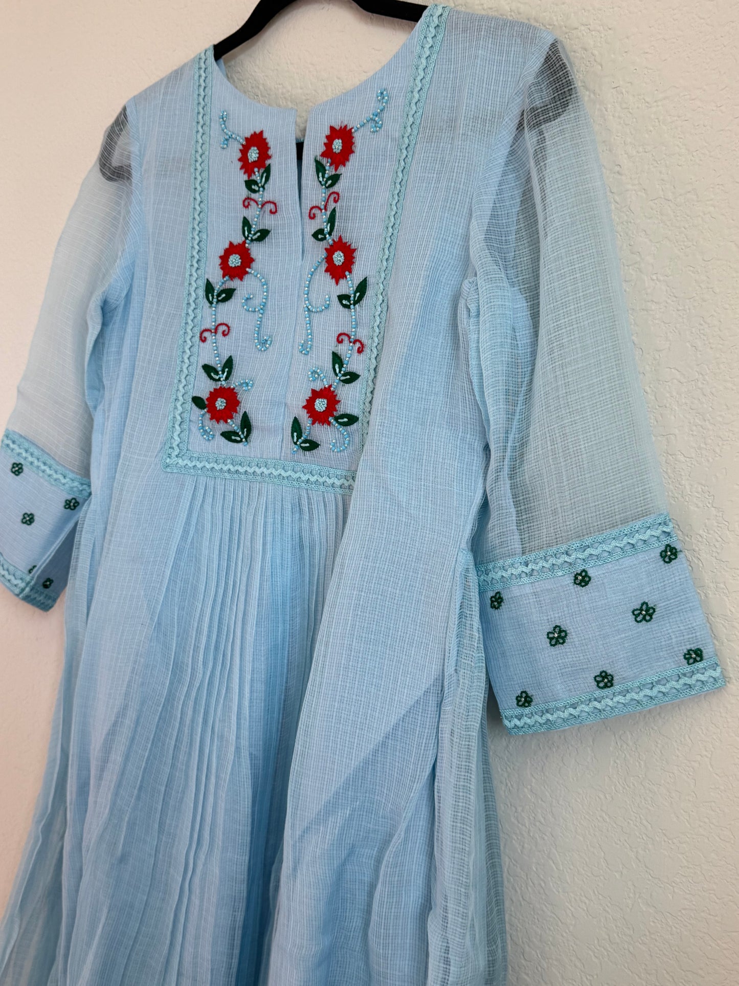 Powder Blue Kota Maggam Work Dress