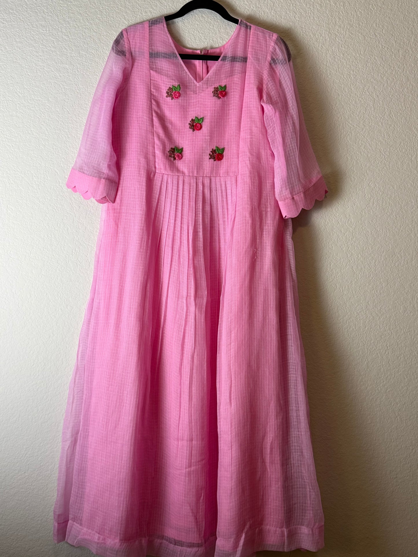 Light Pink Kota Embroidered Dress