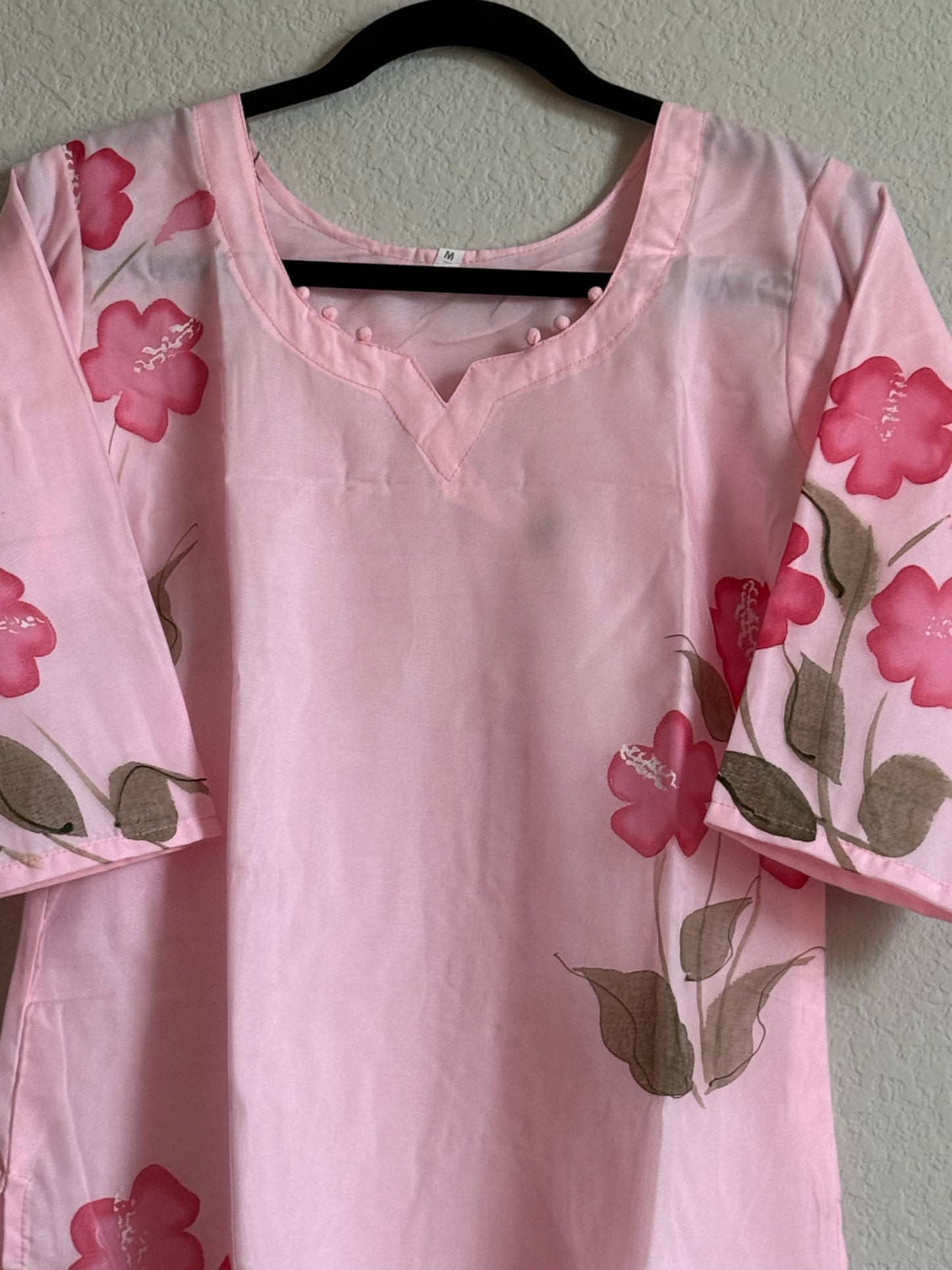 Light Pink Organza Handpainted Coord Set